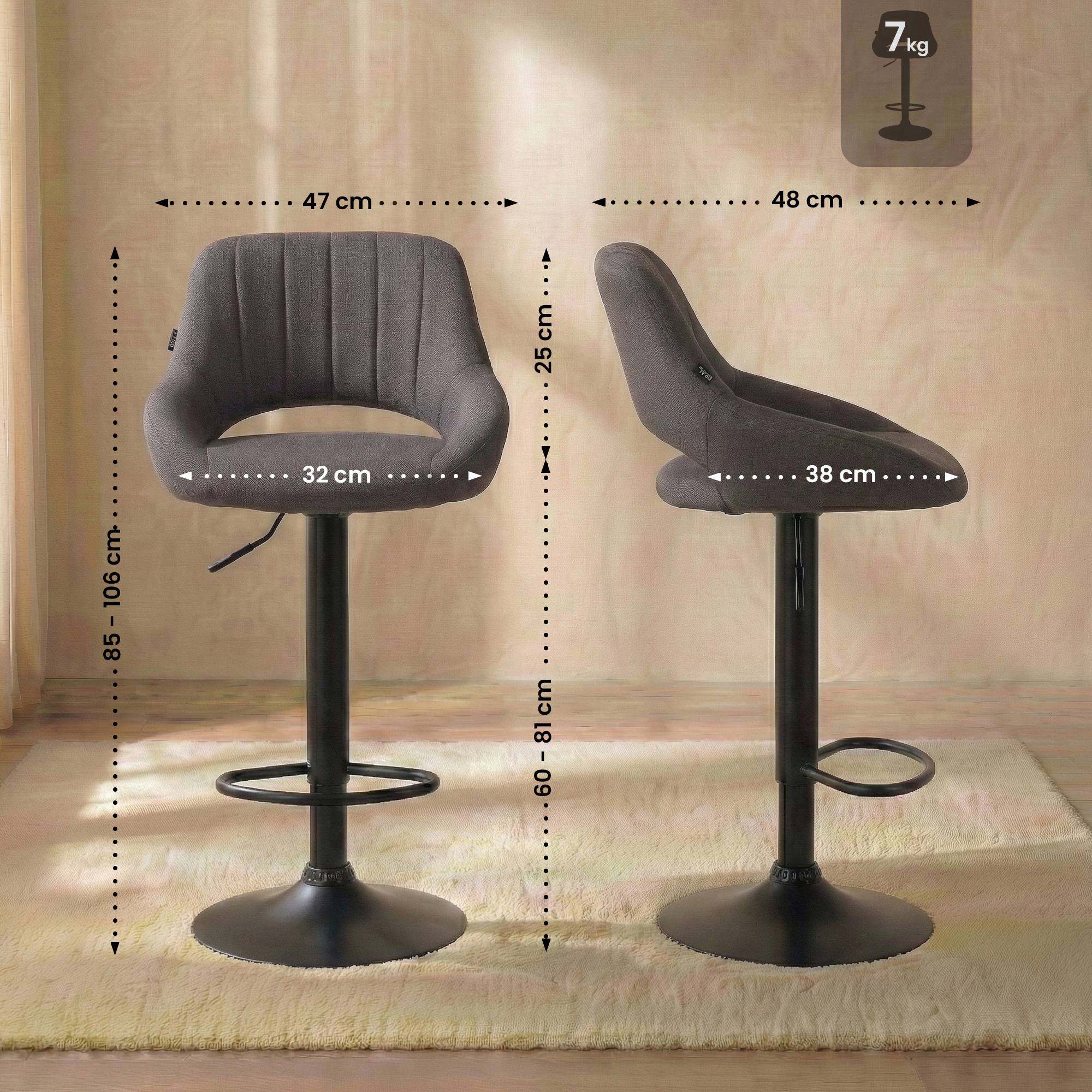 Lot de 2 tabourets de bar Milet en tissu