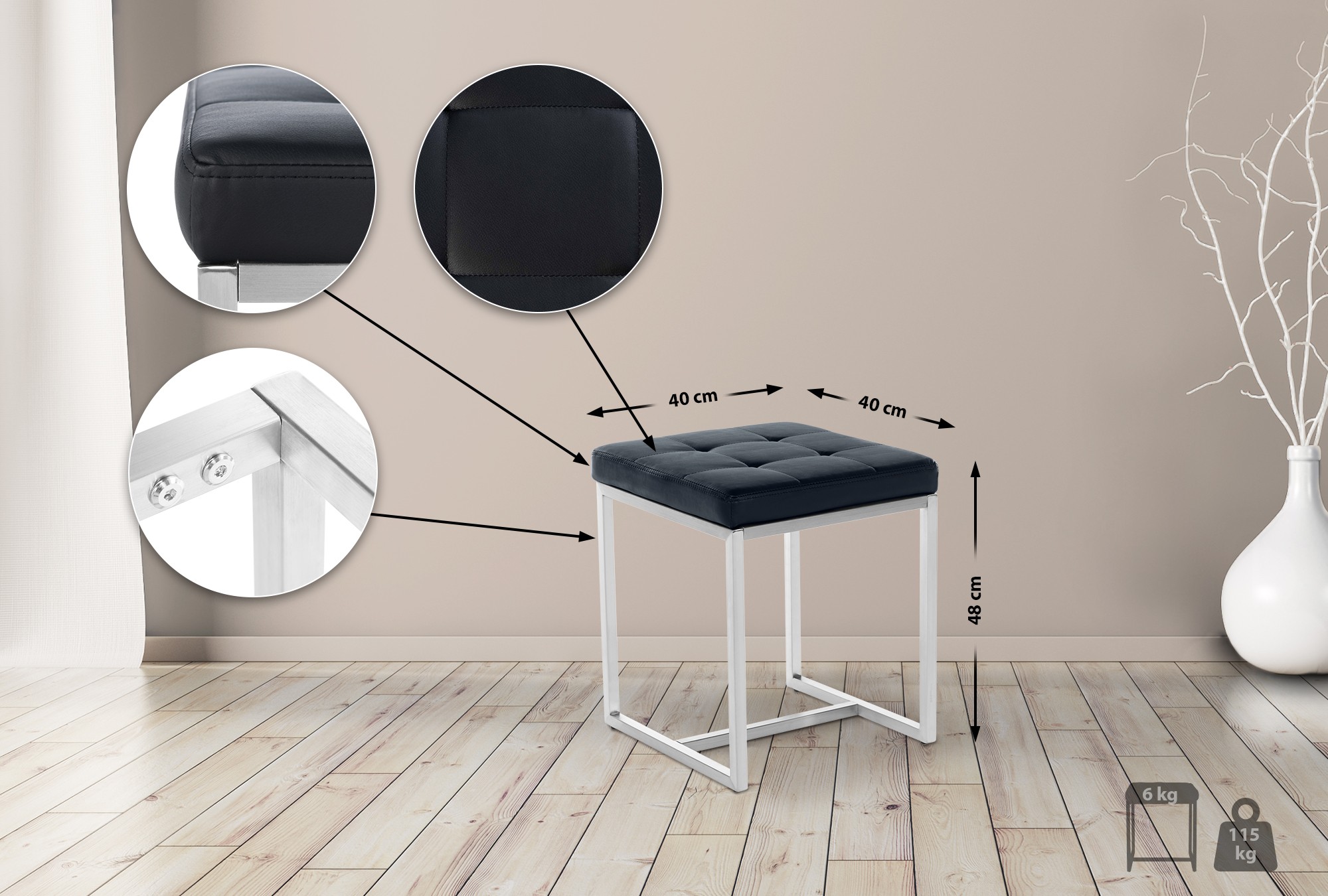 Tabouret cuisine Barci similicuir