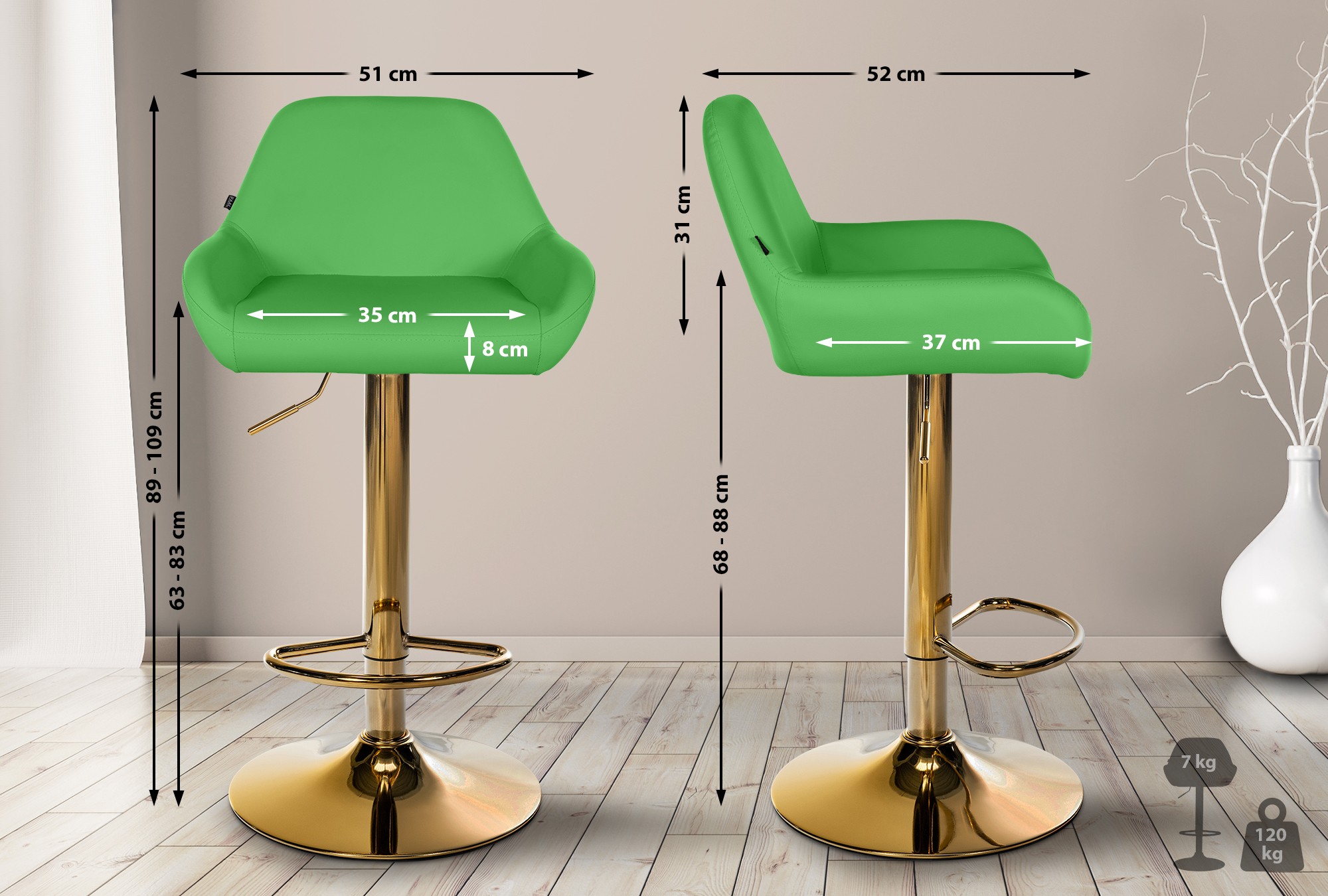 Tabouret de bar Braga Gold similicuir