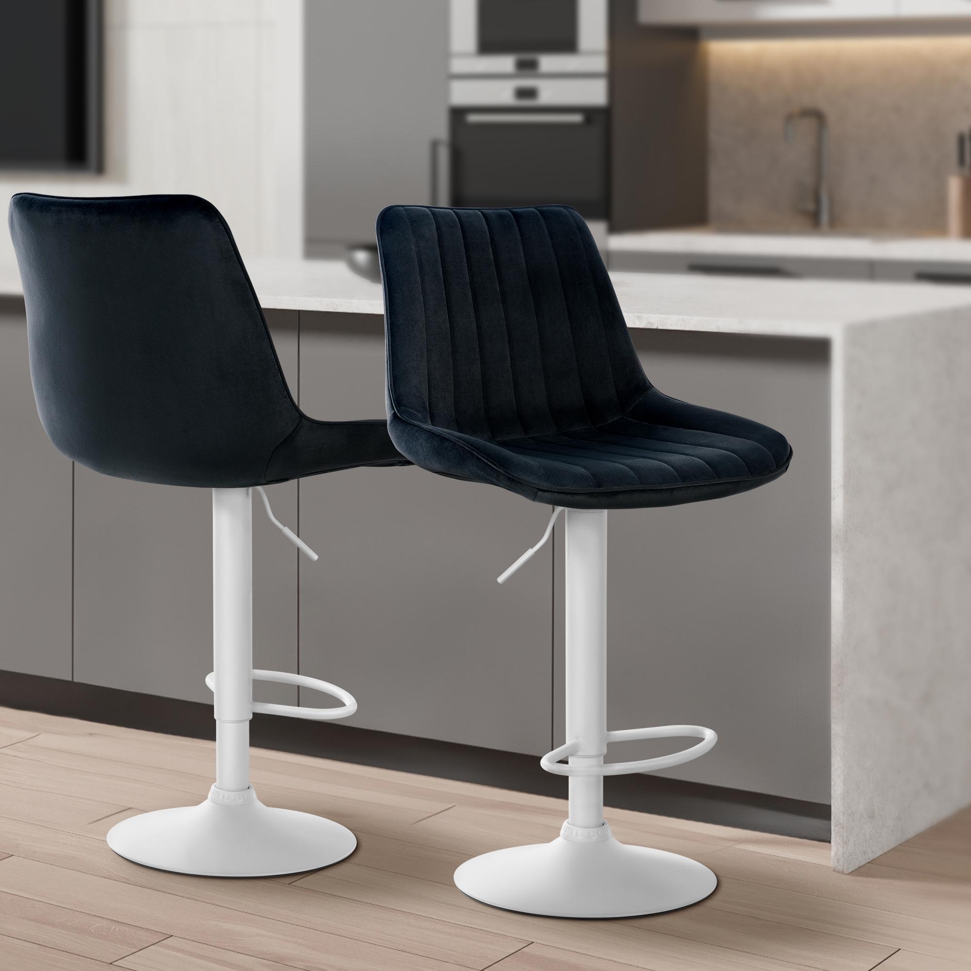 Tabouret de bar Toni en Velours Pied trompette en Métal