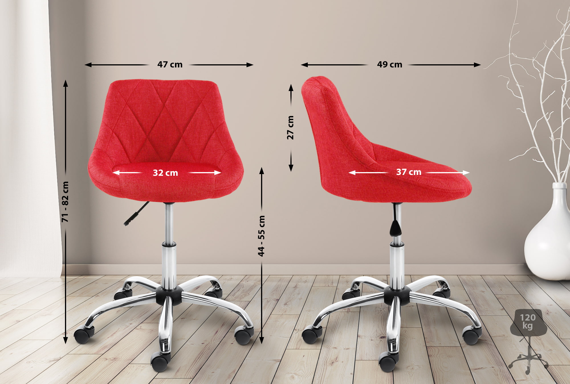 Tabouret de travail Lazio réglable en hauteur et pivotant