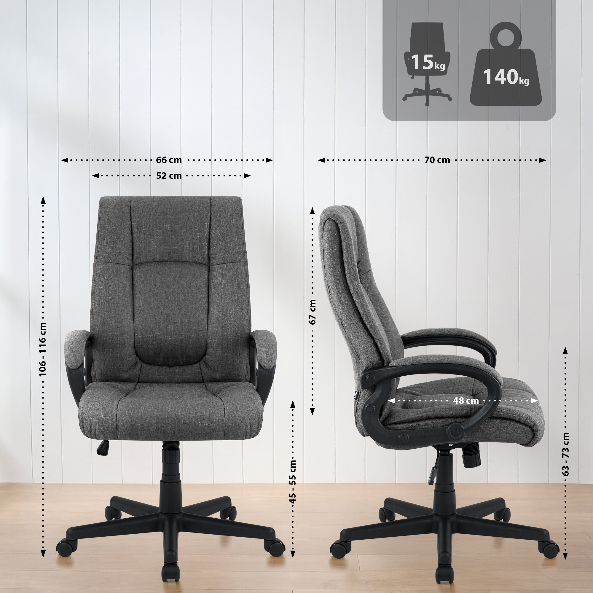 Chaise de Bureau XL Sparta Tissu