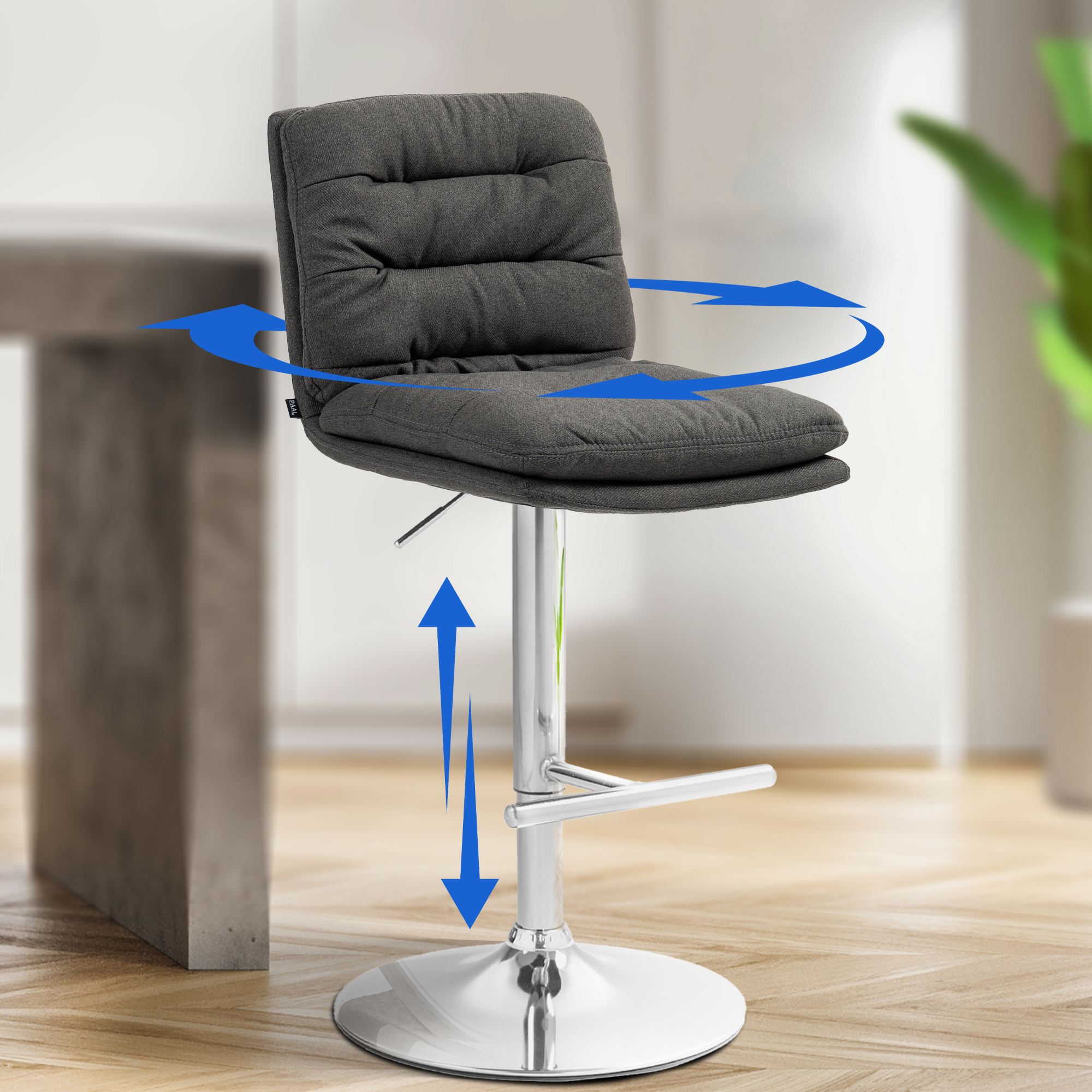 Lot de 2 tabourets de bar Damar tissu