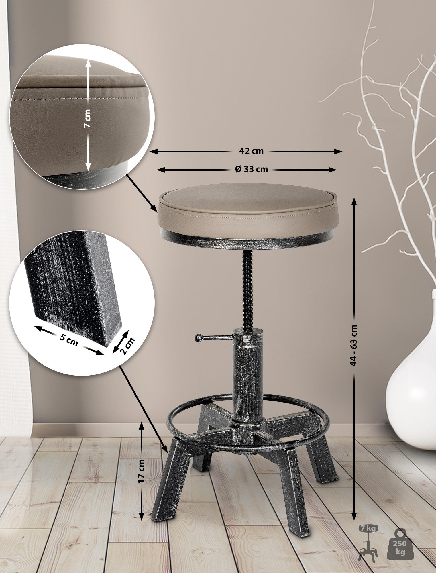 Tabouret Destin en Similicuir réglable et pivotant