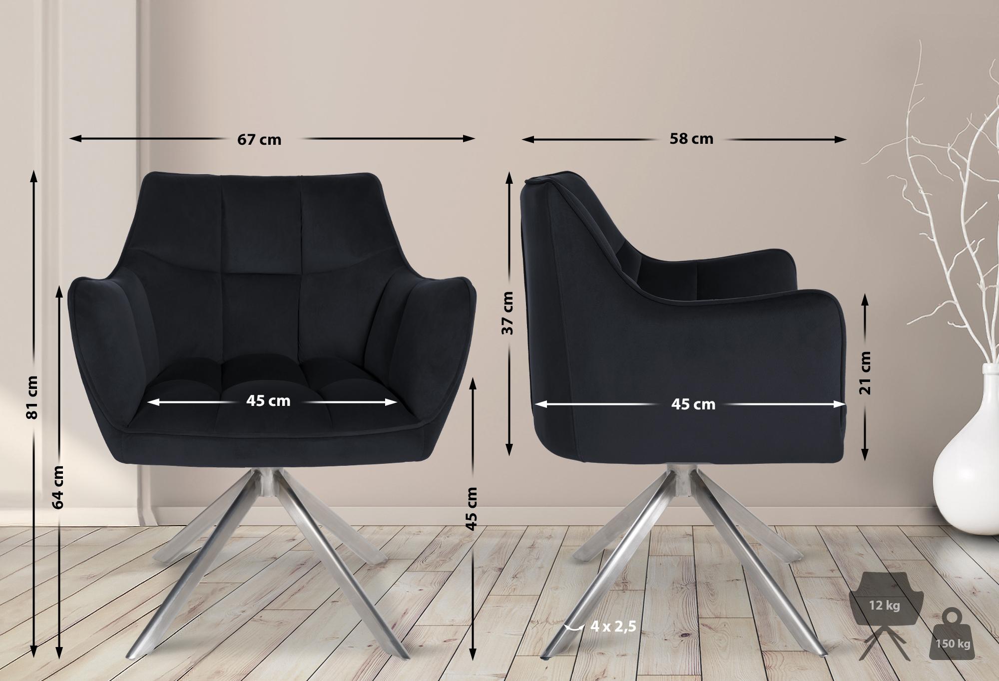 Chaise de salle à manger Swing revêtement velours