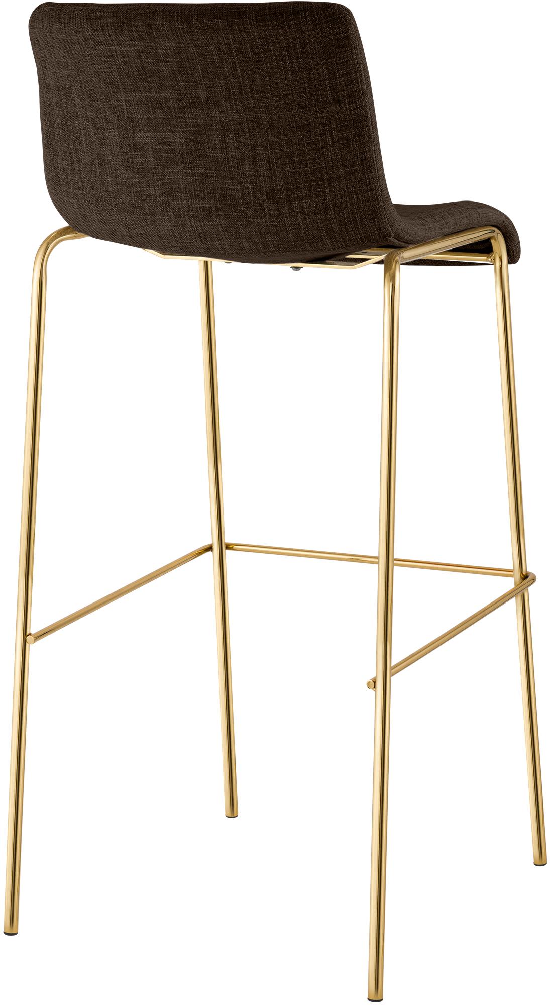 Lot de 2 Tabourets de bar Hover en tissu, piètement quatre pieds doré