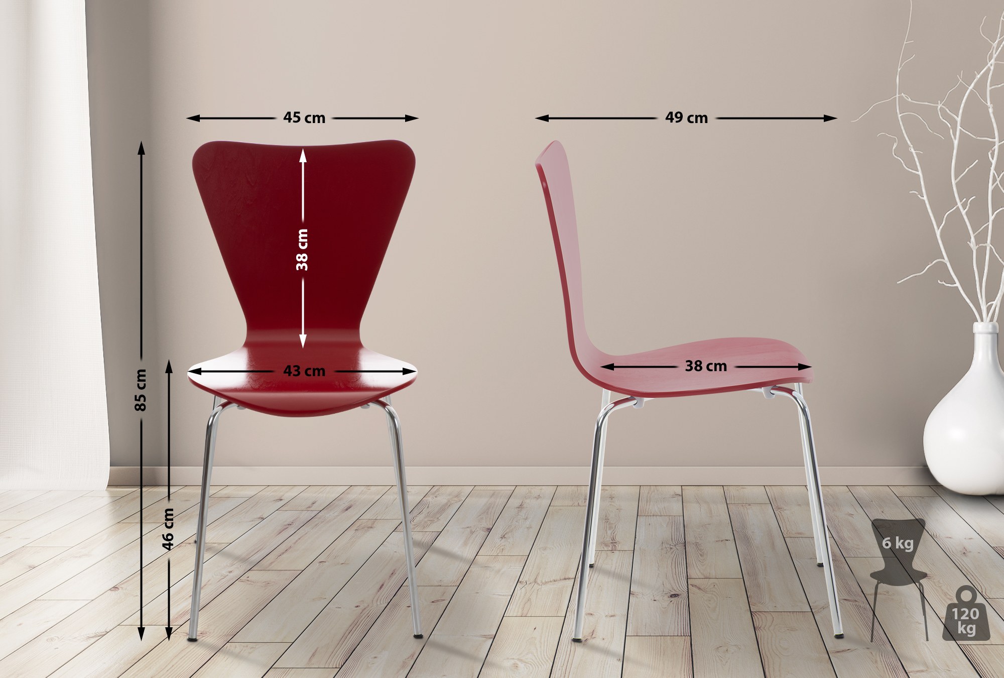Lot de 8 chaises visiteur empilables Calisto