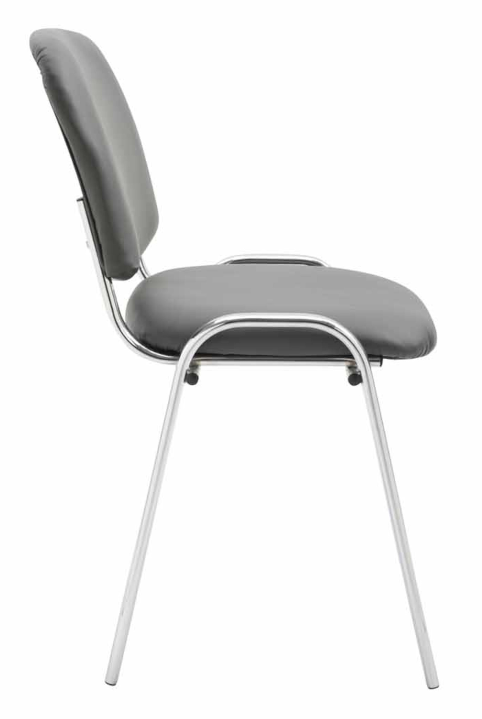 Lot de 4 Chaises de visiteur Ken en similicuir et pieds en métal chromé