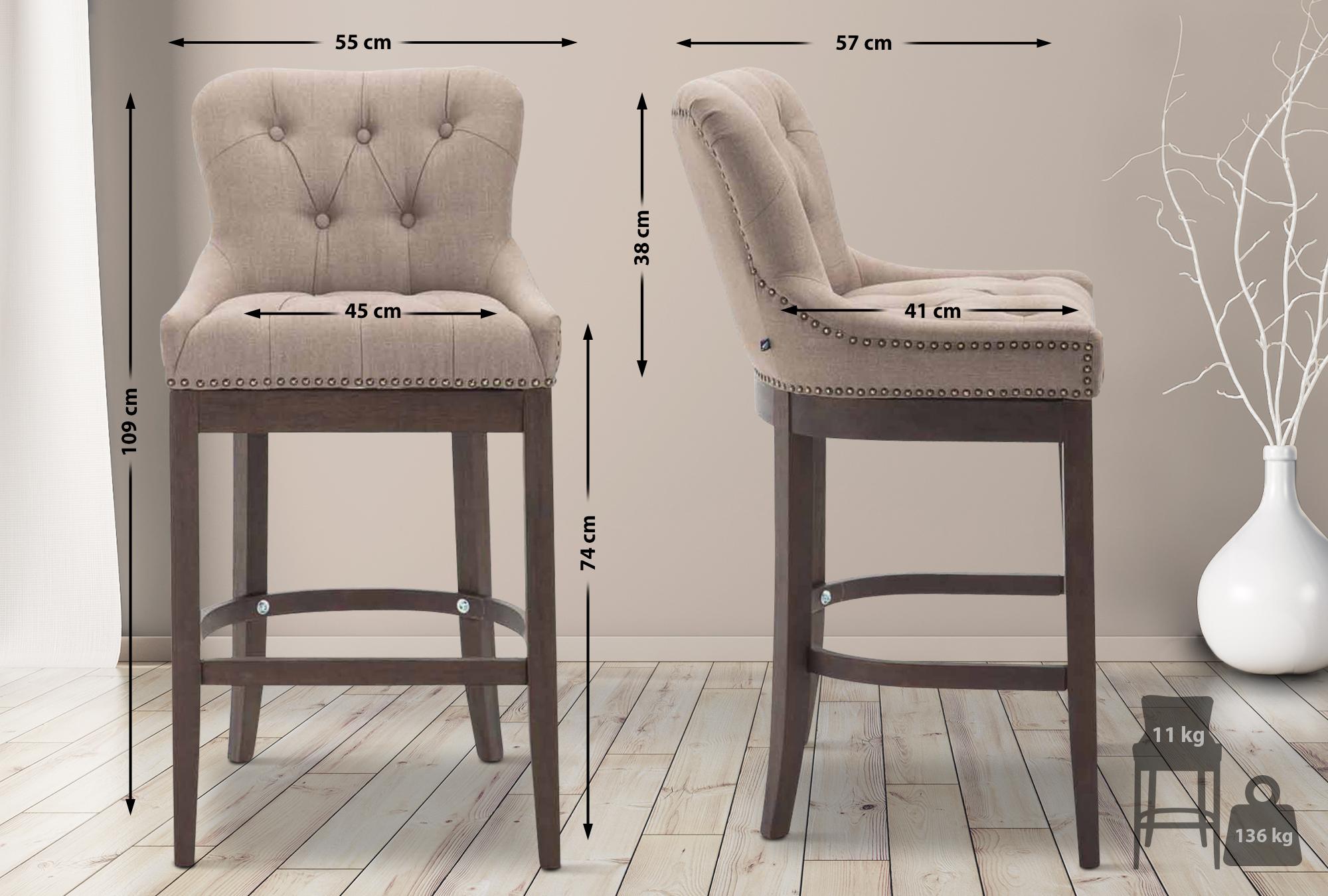 Tabouret de bar Lakewood tissu Piètement antique