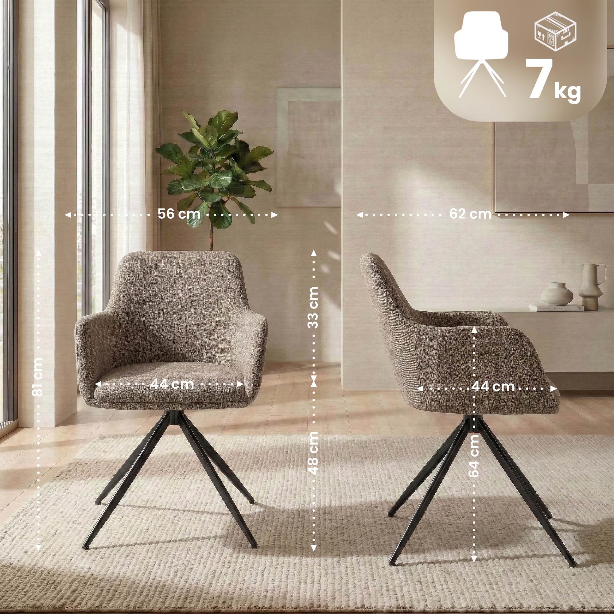 Chaise de salle a manger Olema en tissu