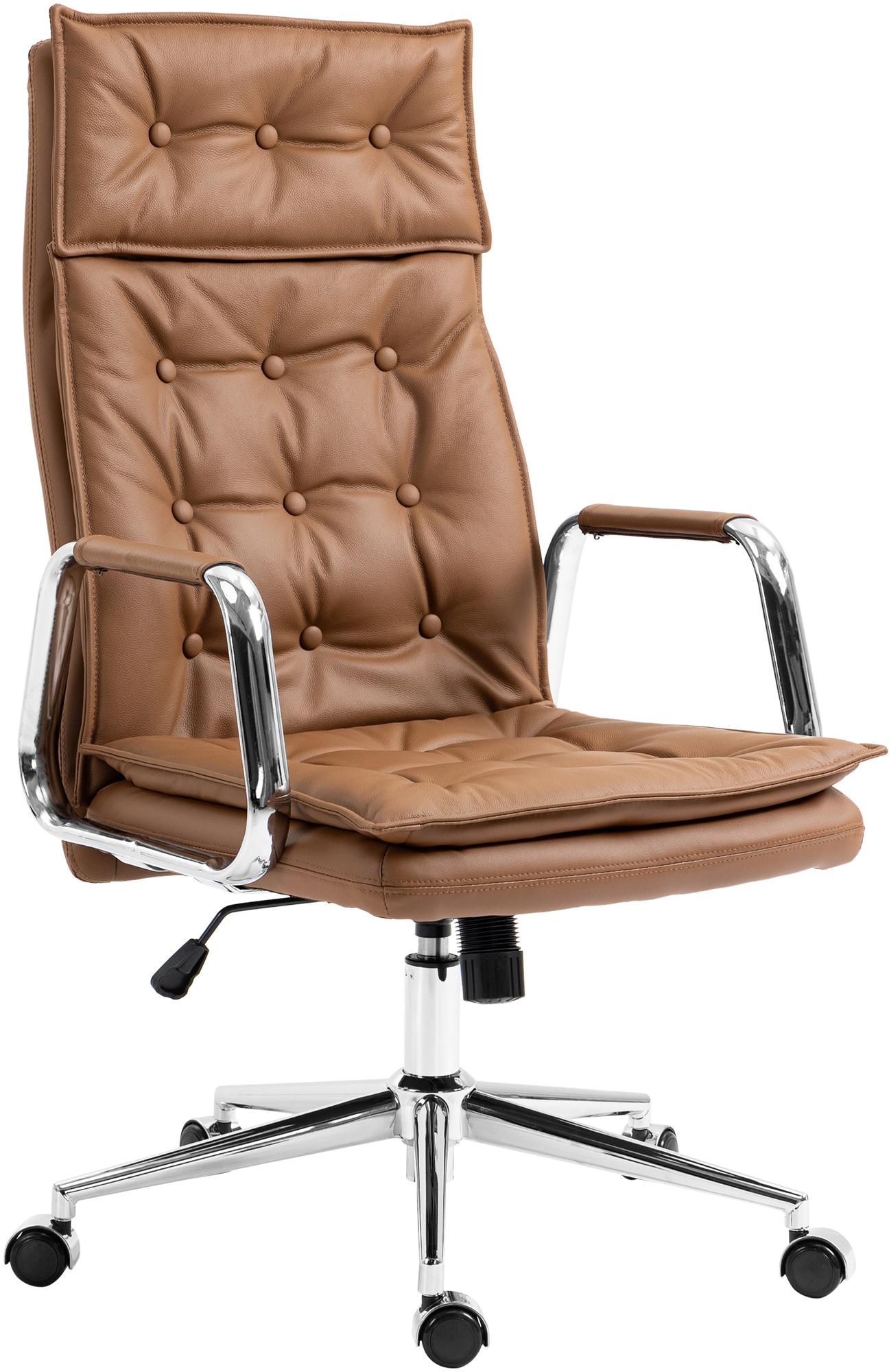 Chaise de bureau Sotira en cuir véritable