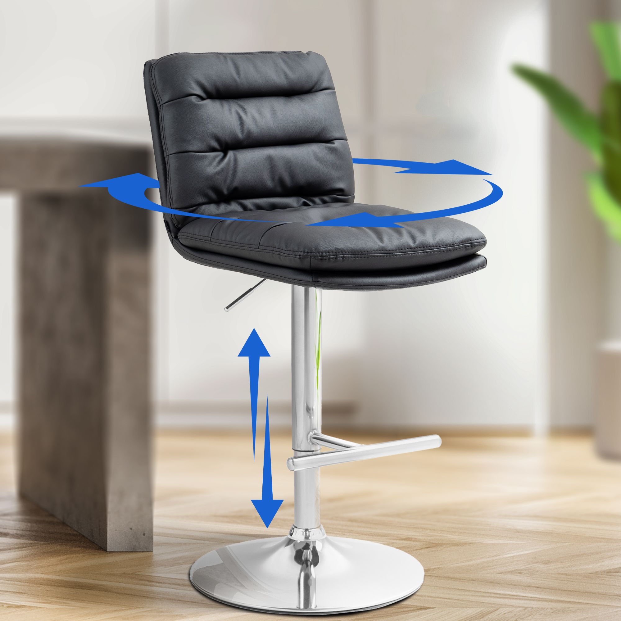 Lot de 2 tabourets de bar Damar en similicuir