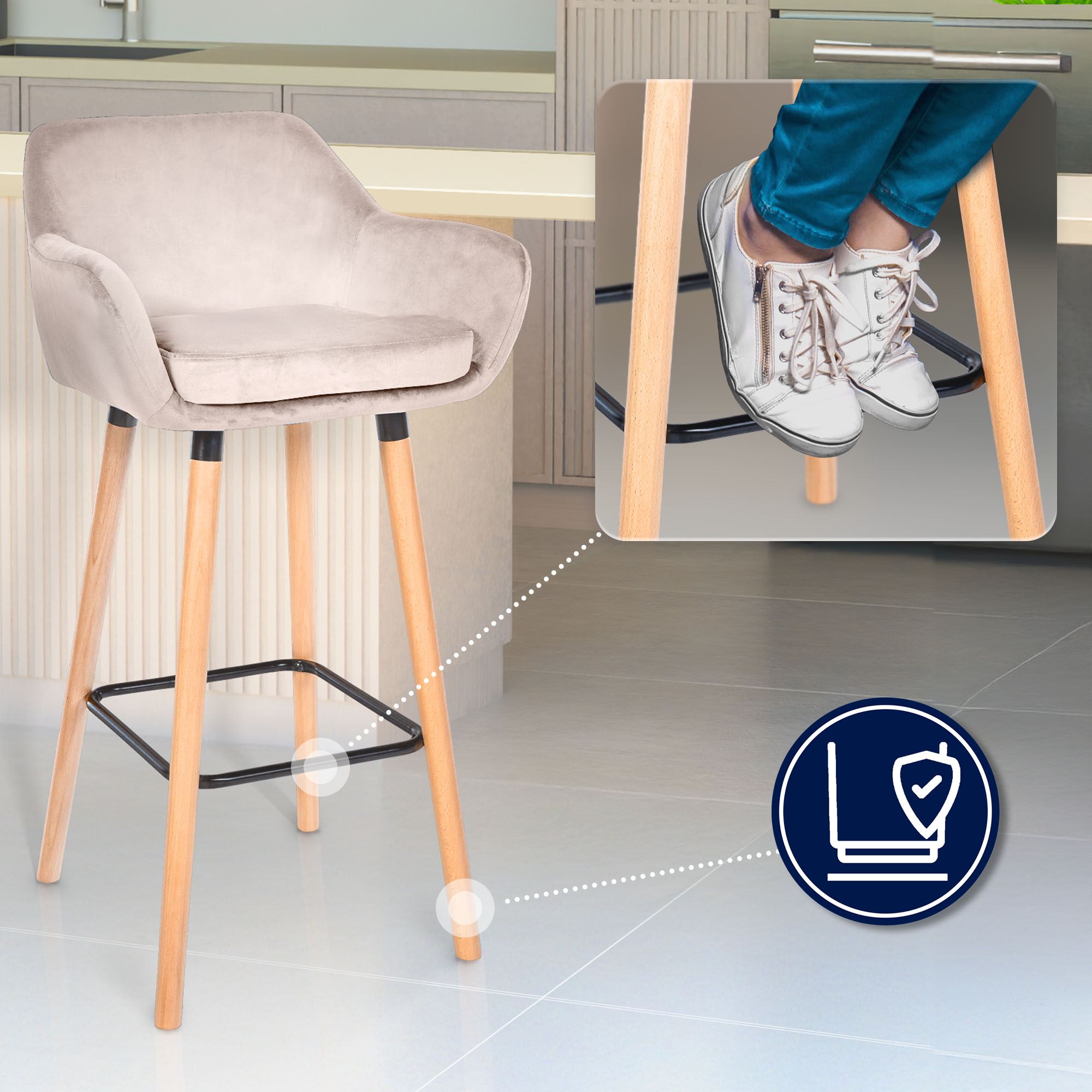 Tabouret de Bar Grant Velours