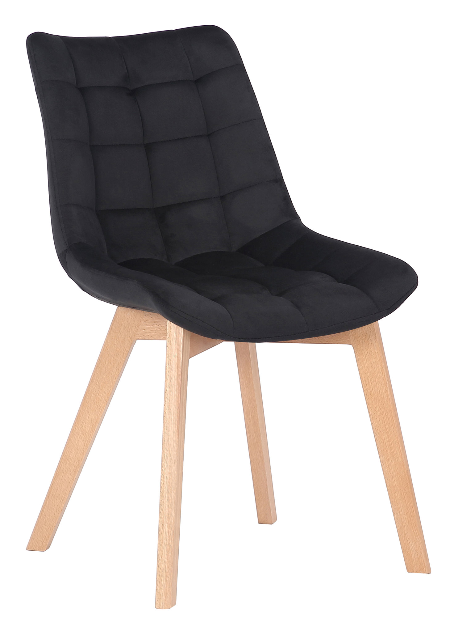 Lot de 2 Chaises de salle à manger Passaic velours avec pieds en Bois de hêtre