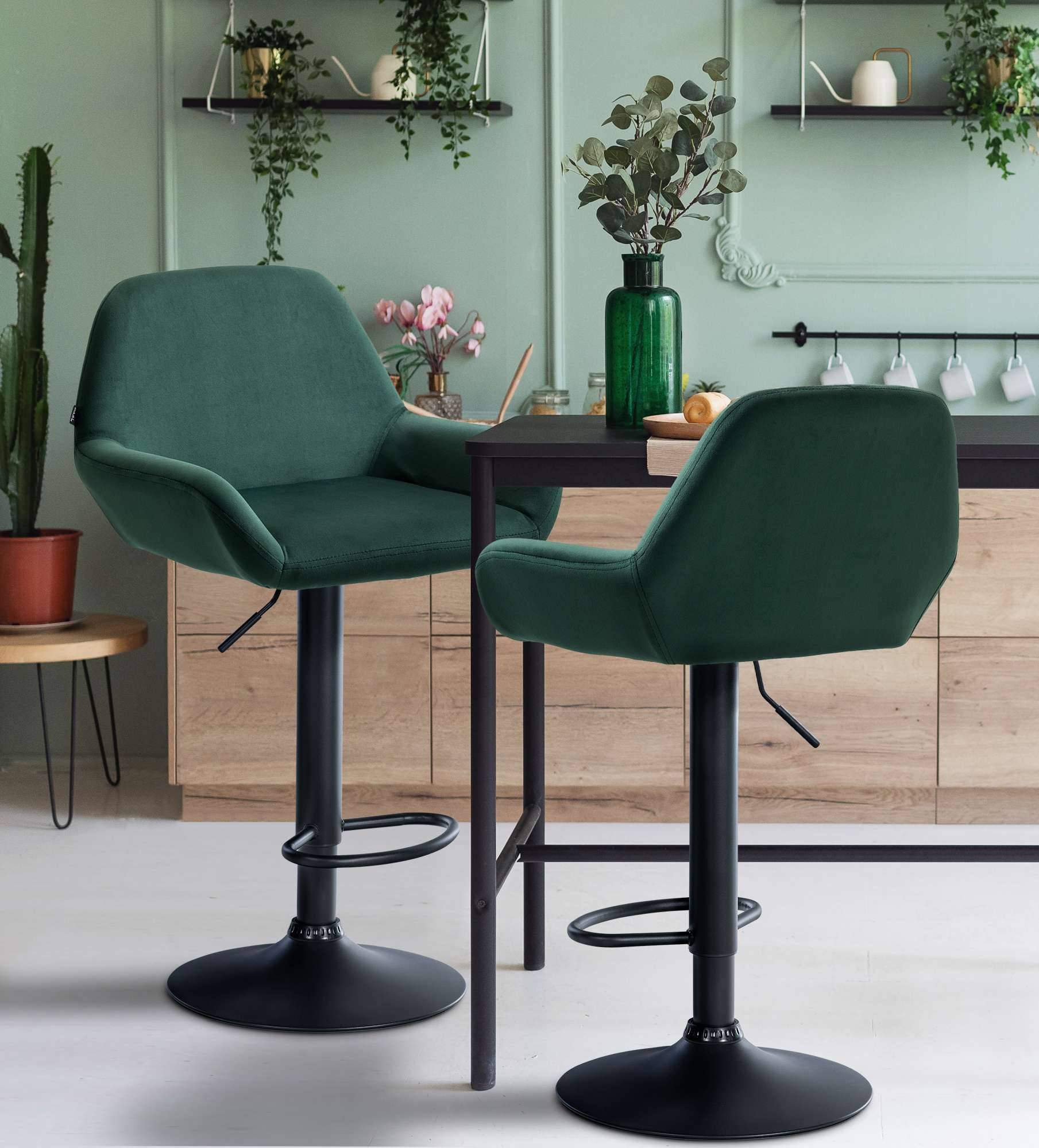 Ensemble de 2 tabourets de bar Braga en velours