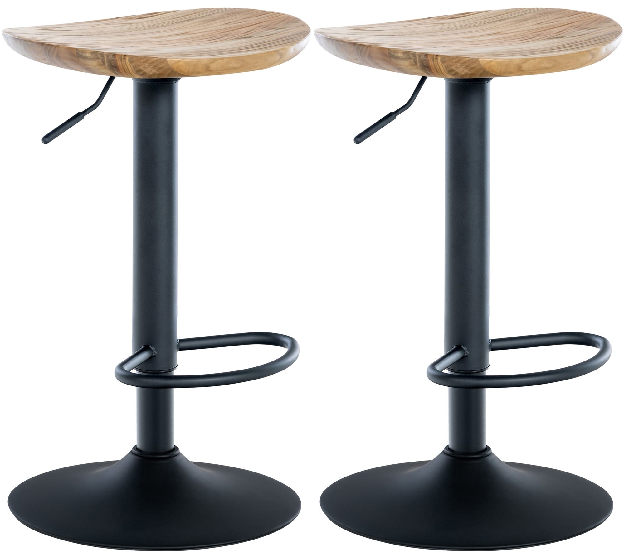Lot de 2 Tabourets de bar Skelde avec assise en bois Pied en Métal