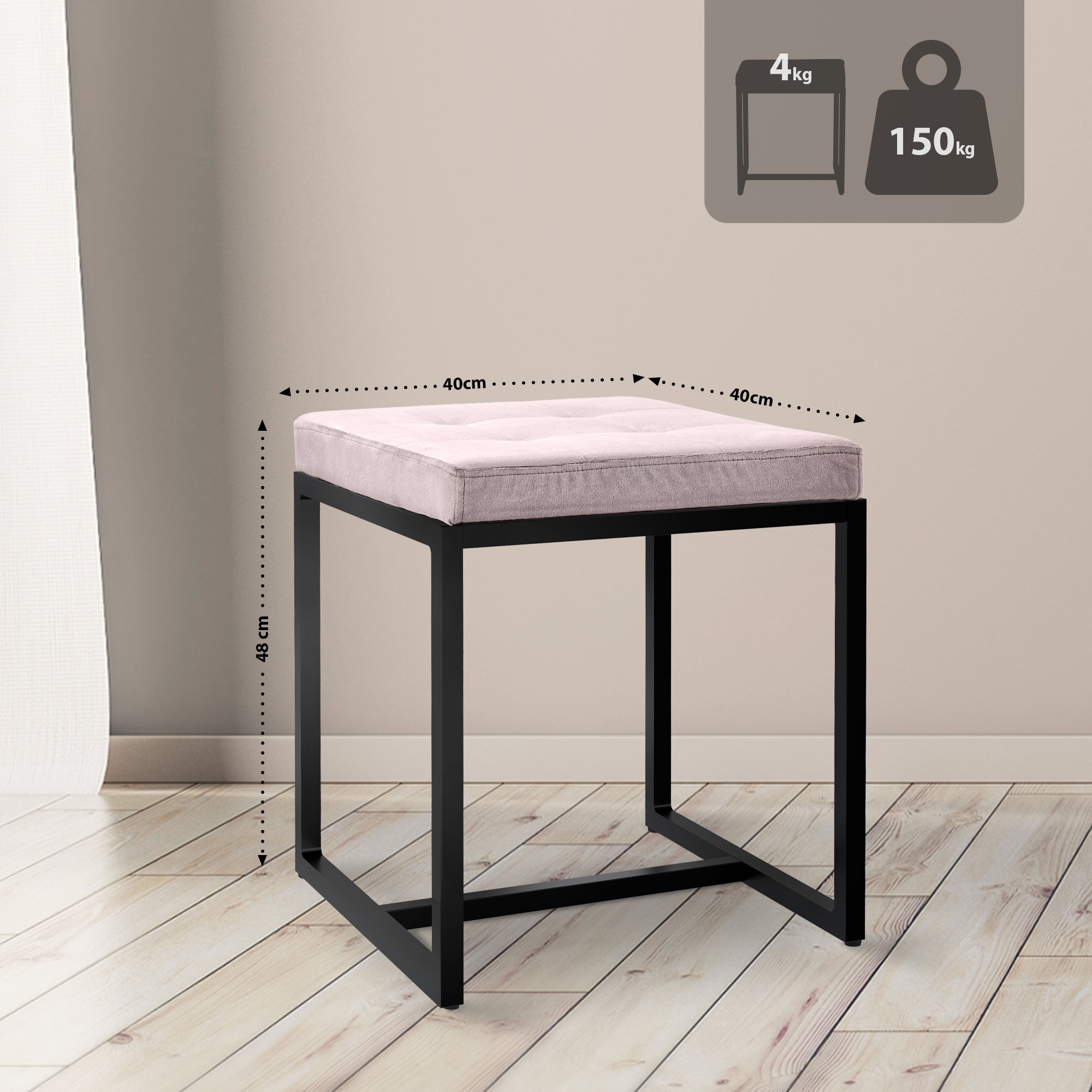 Pouf Barci avec structure noire