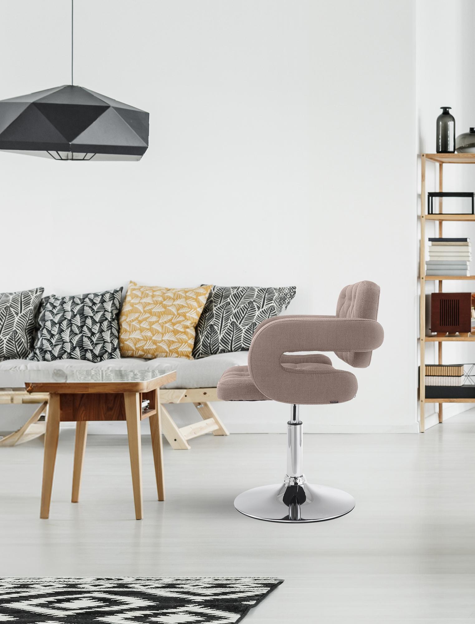 Chaise lounge Dublin Tissu - Piètement avec colonne centrale métal chromé