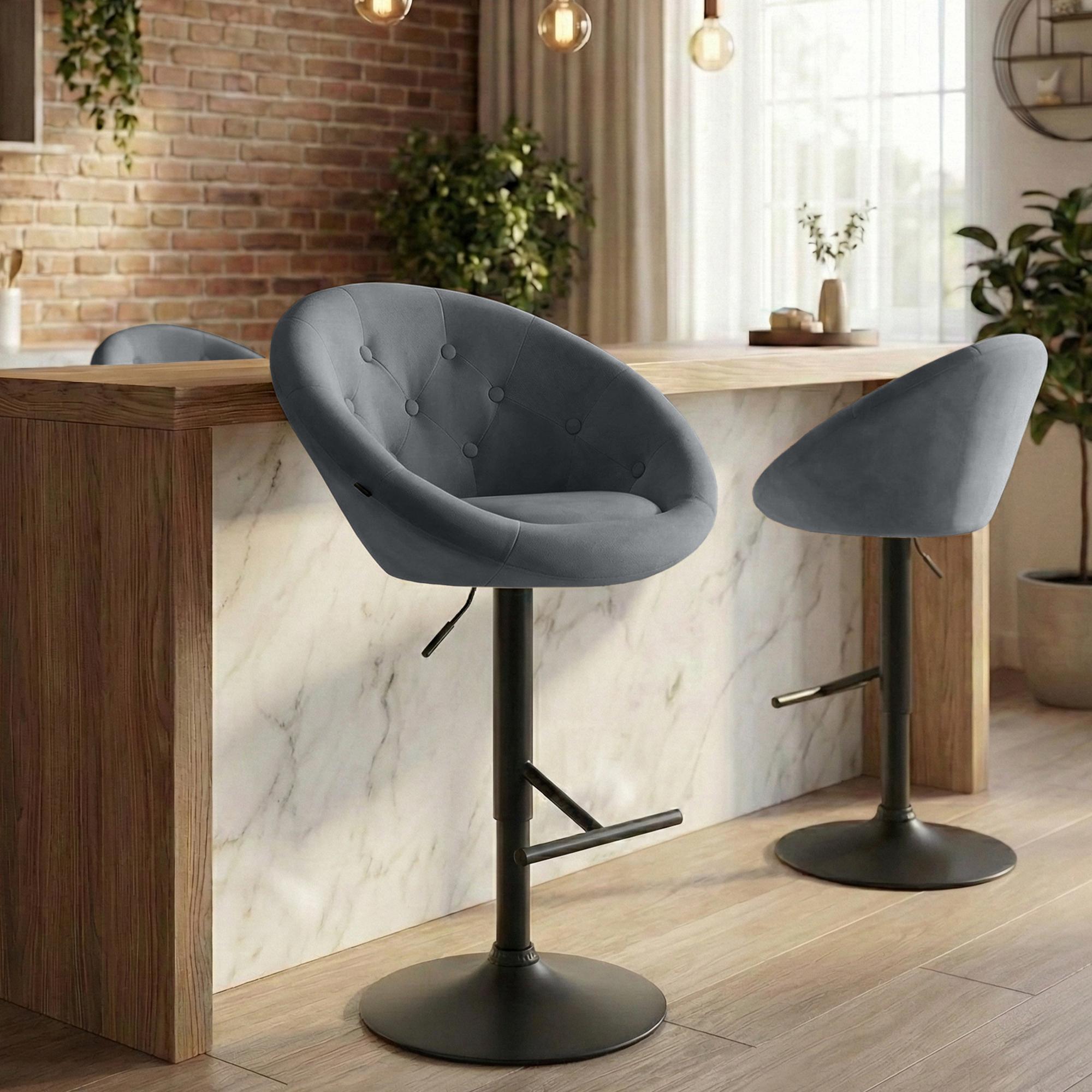 Tabouret de bar London en velours