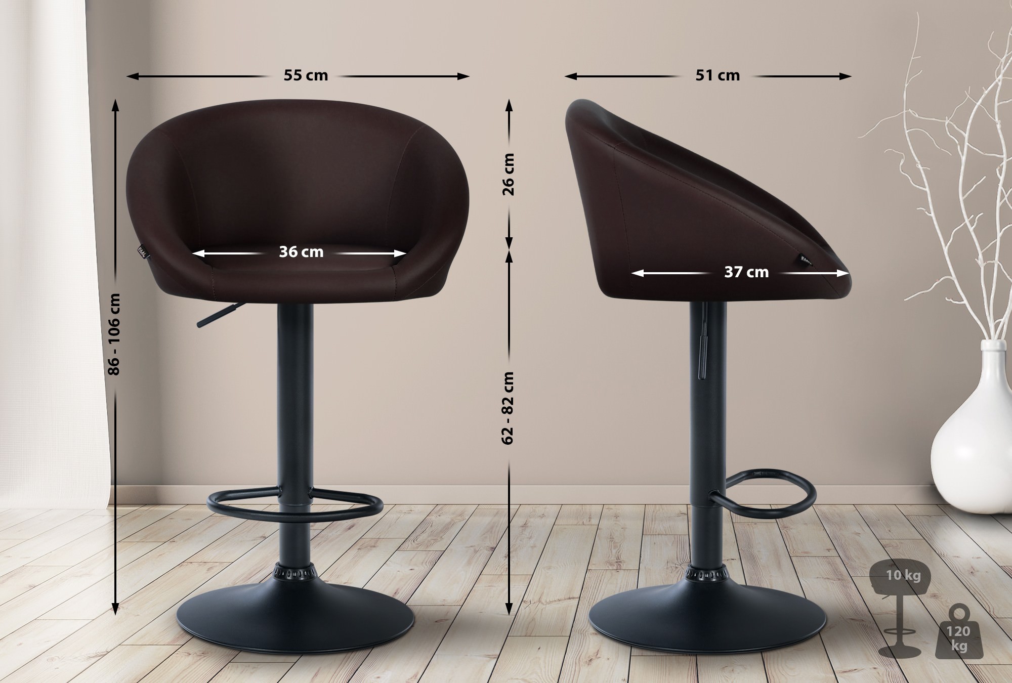 Tabouret de bar Davie similicuir