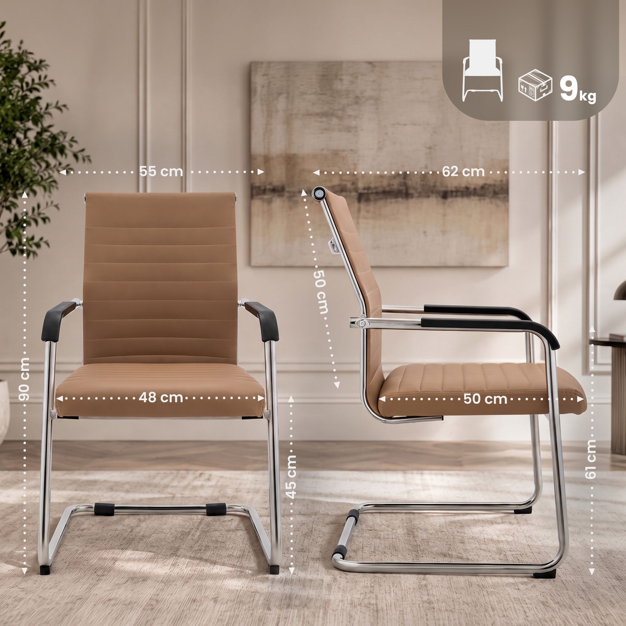 Chaise cantilever Hakon aspect cuir
