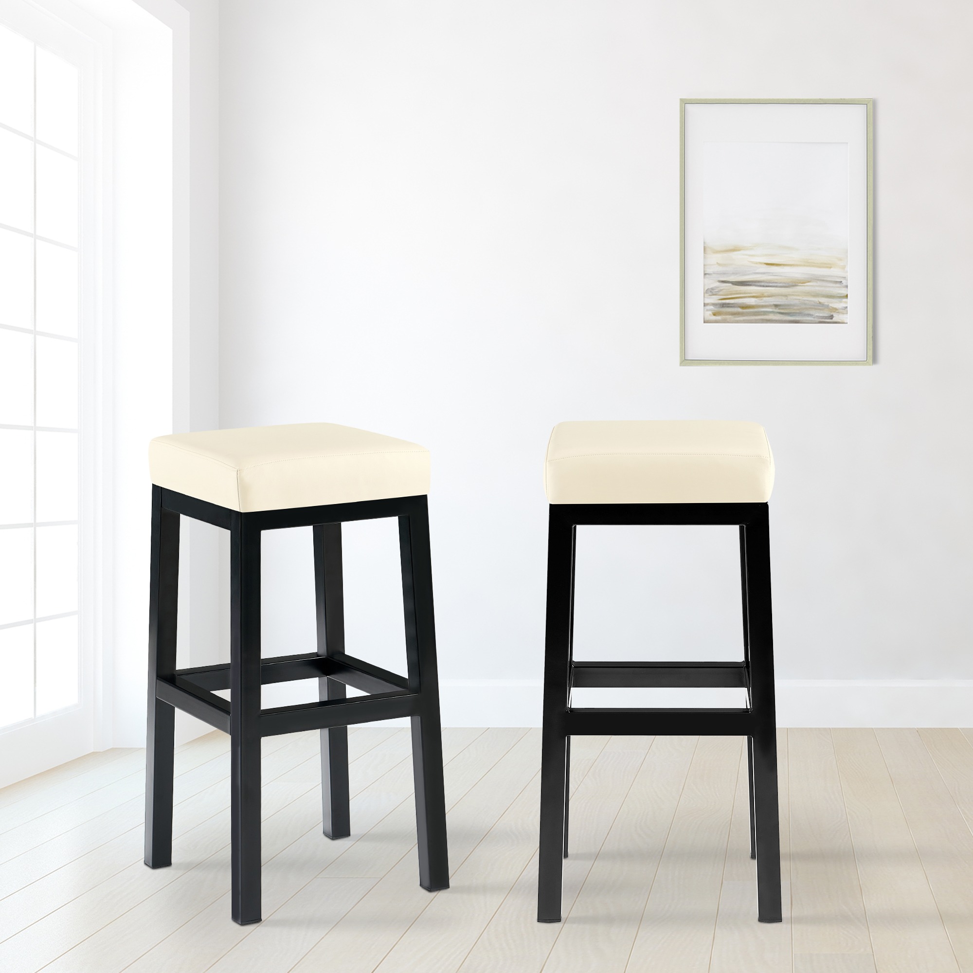 Tabouret de bar Taylor revêtement similicuir hauteur d'assise 78 cm piètement métal noir