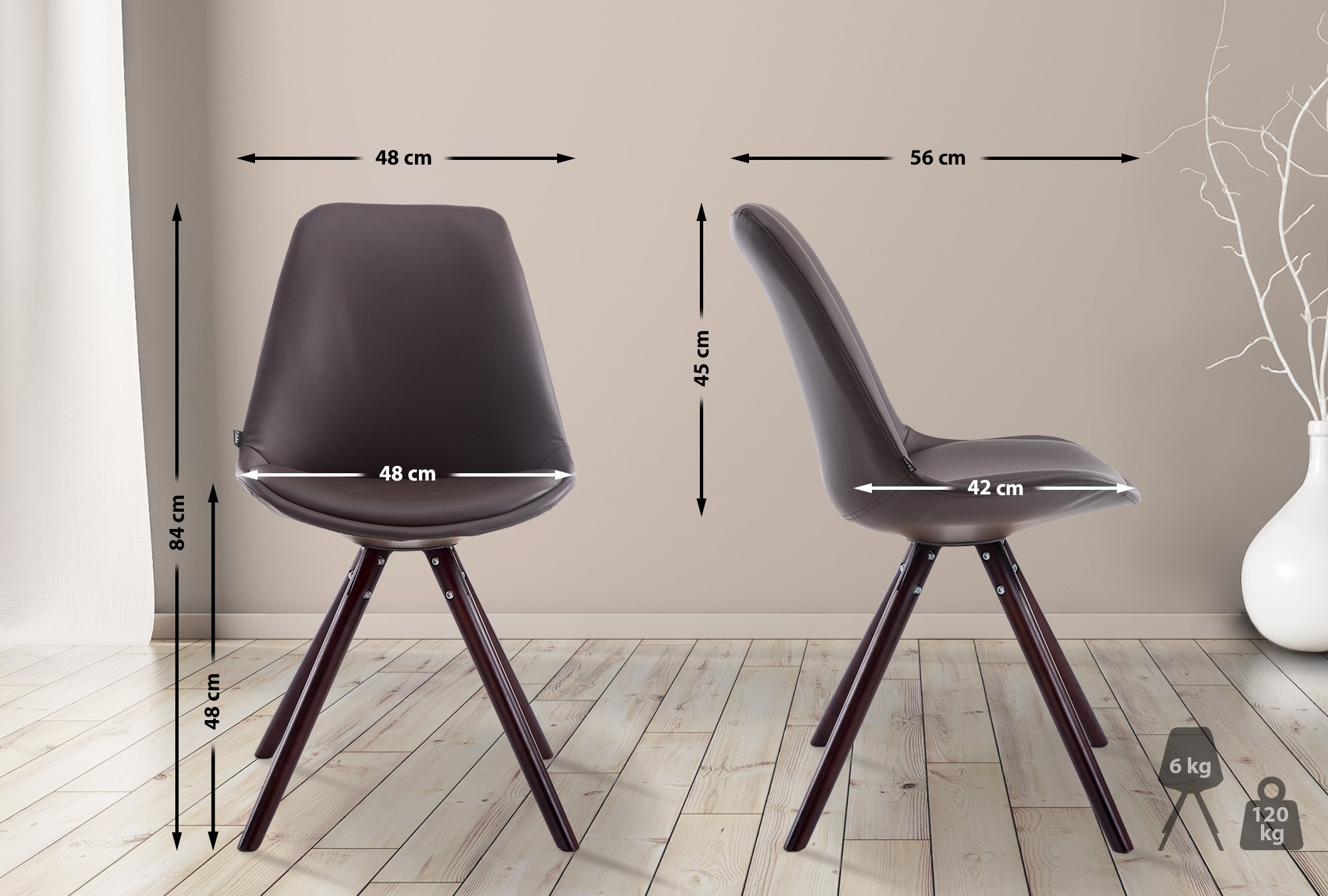Chaise visiteur LAVAL similicuir pieds ronds