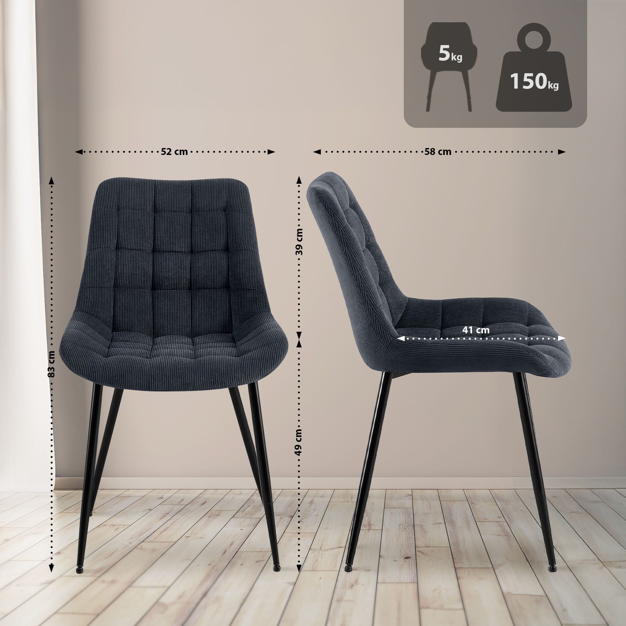 Chaise de salle à manger Sardna Cord