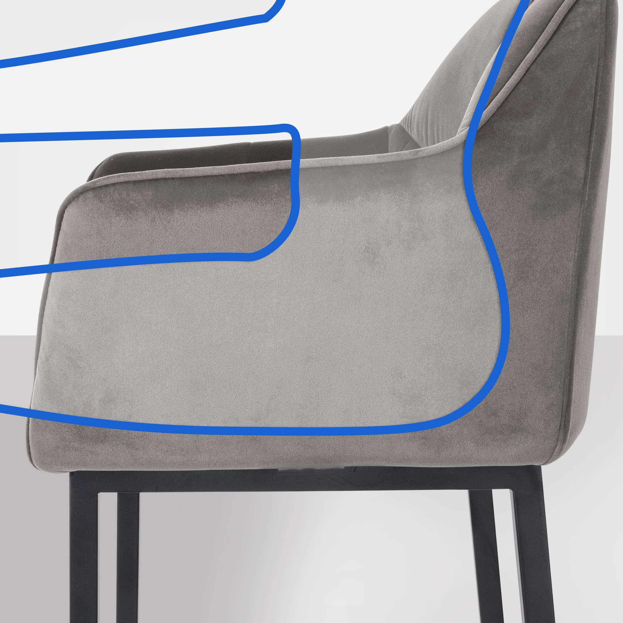 Tabouret de bar Damaso en velours avec pietement a quatre pieds
