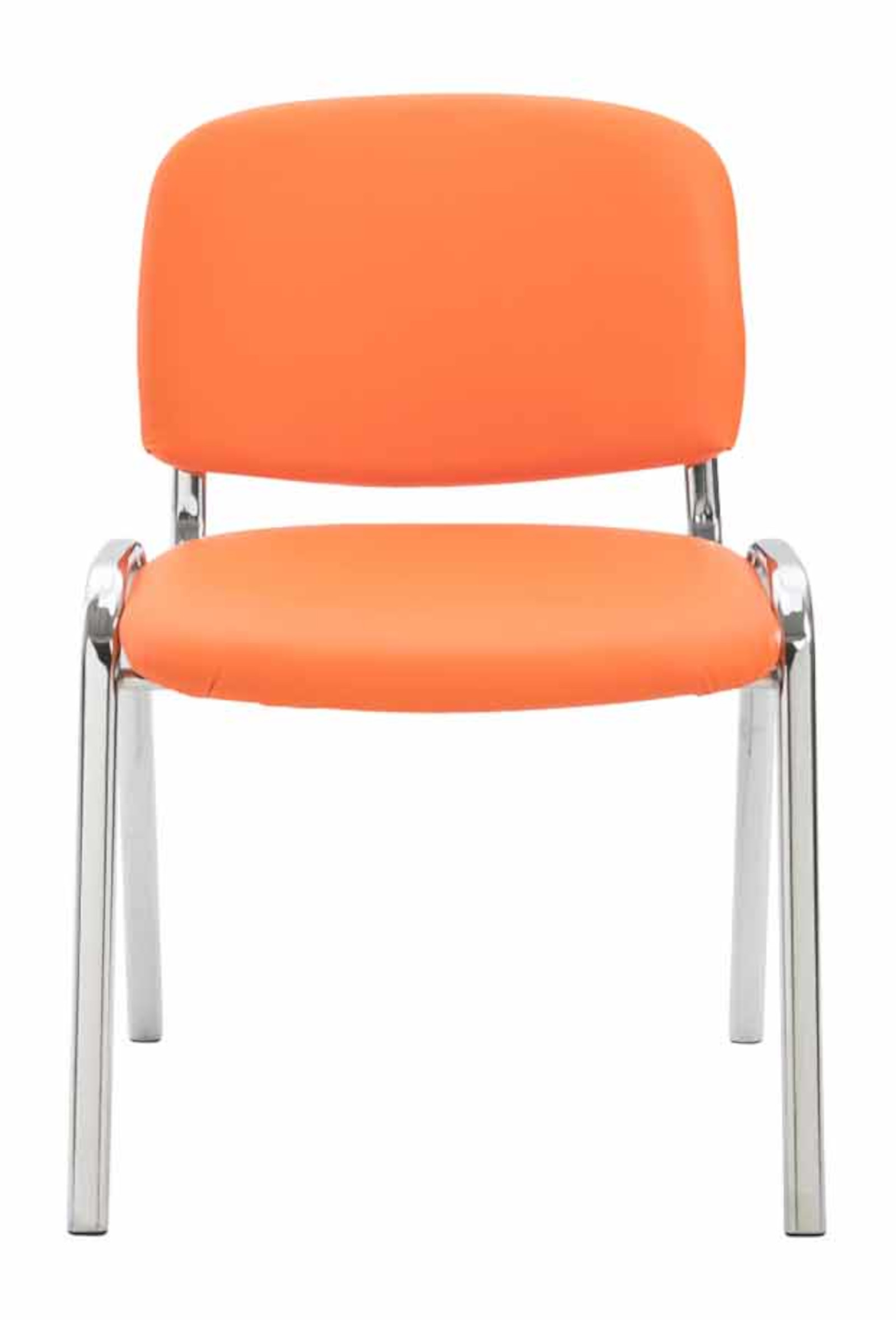 Lot de 4 Chaises de visiteur Ken en similicuir et pieds en métal chromé
