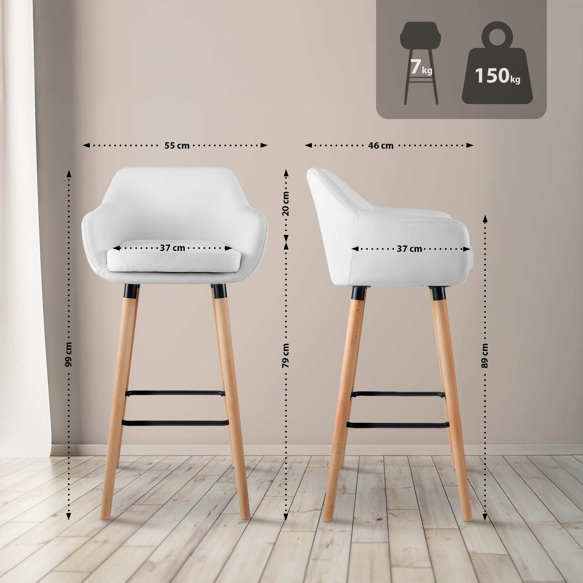 Ensemble de 2 tabourets de bar Grant en simili cuir