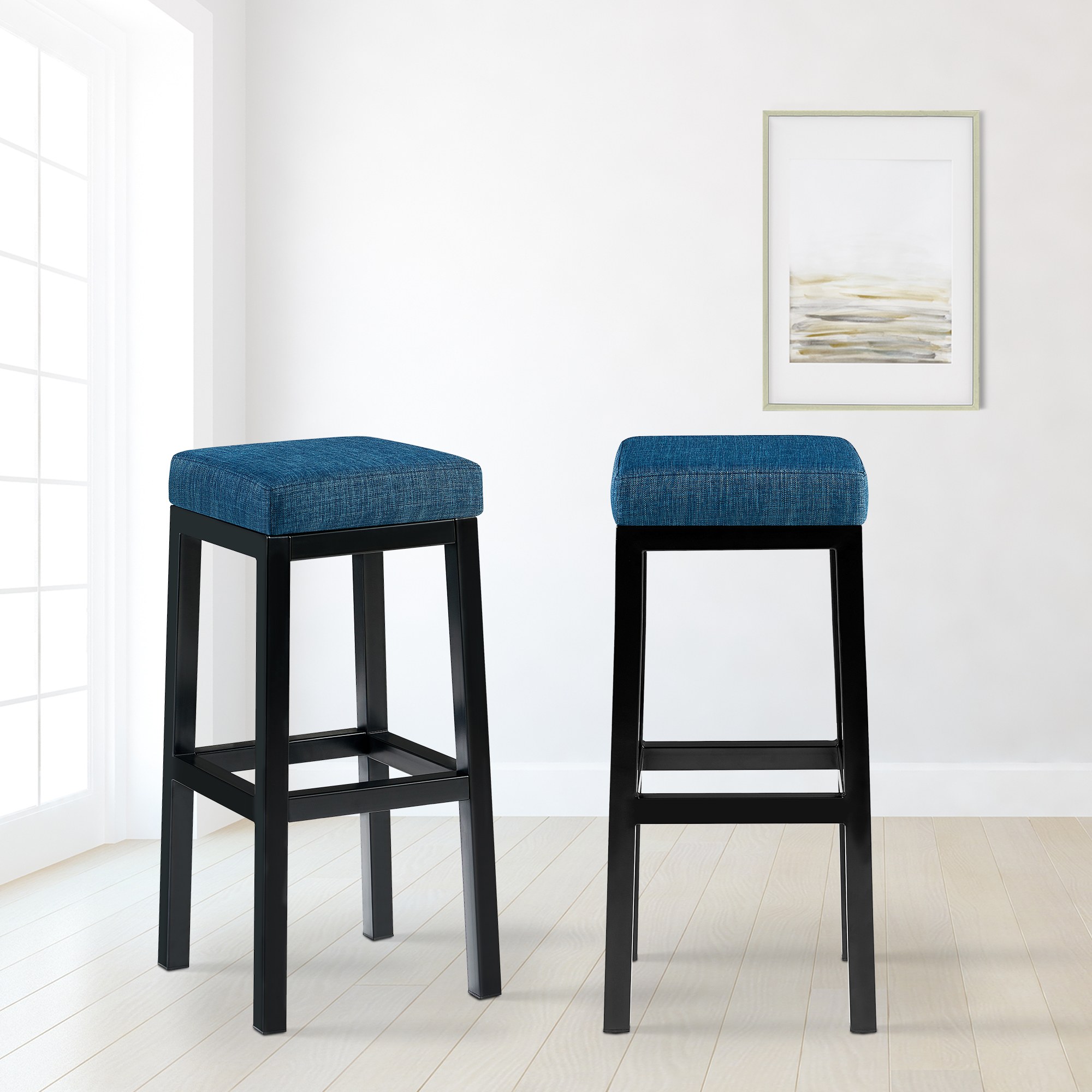 Tabouret de bar Taylor hauteur d'assise 83 cm piètement métal noir