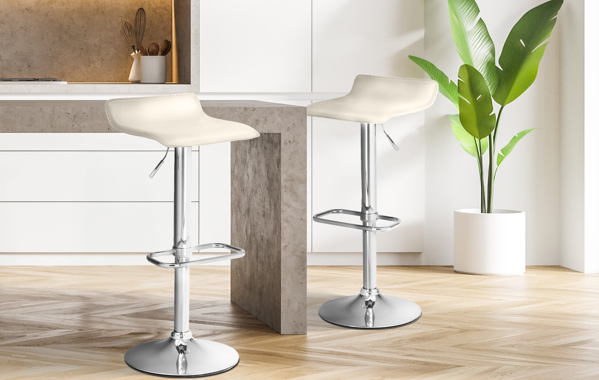 Tabouret de bar Dyn en similicuir avec pied en métal