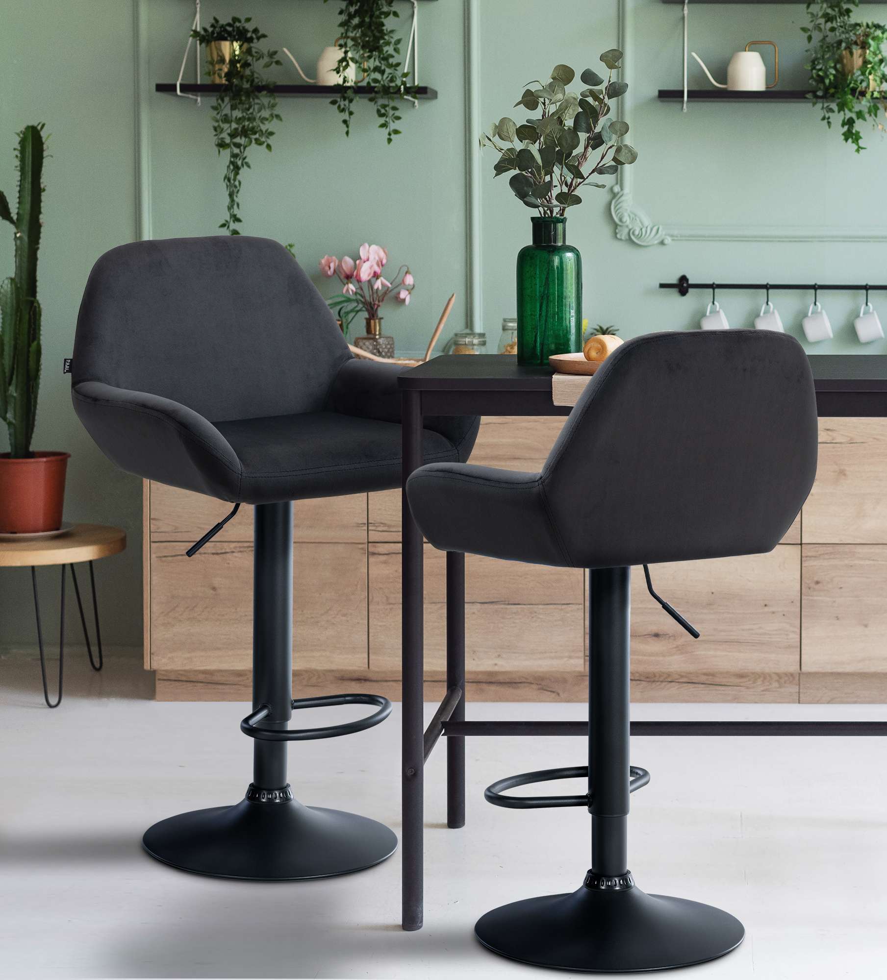Ensemble de 2 tabourets de bar Braga en velours