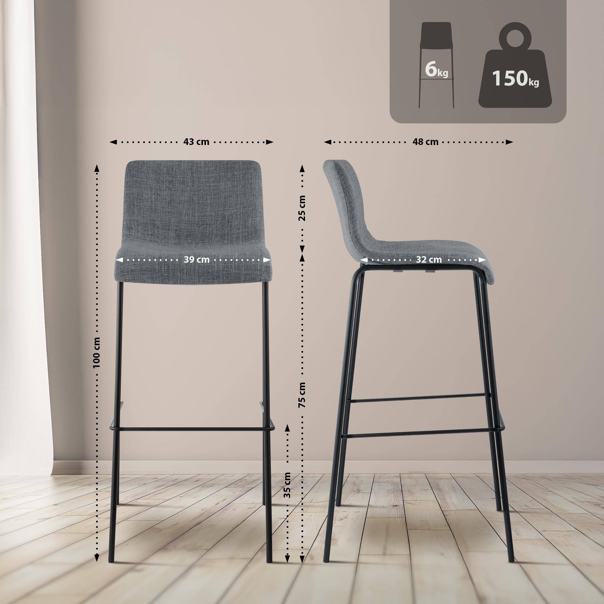 Tabouret de bar Hover en tissu avec pied a 4 branches
