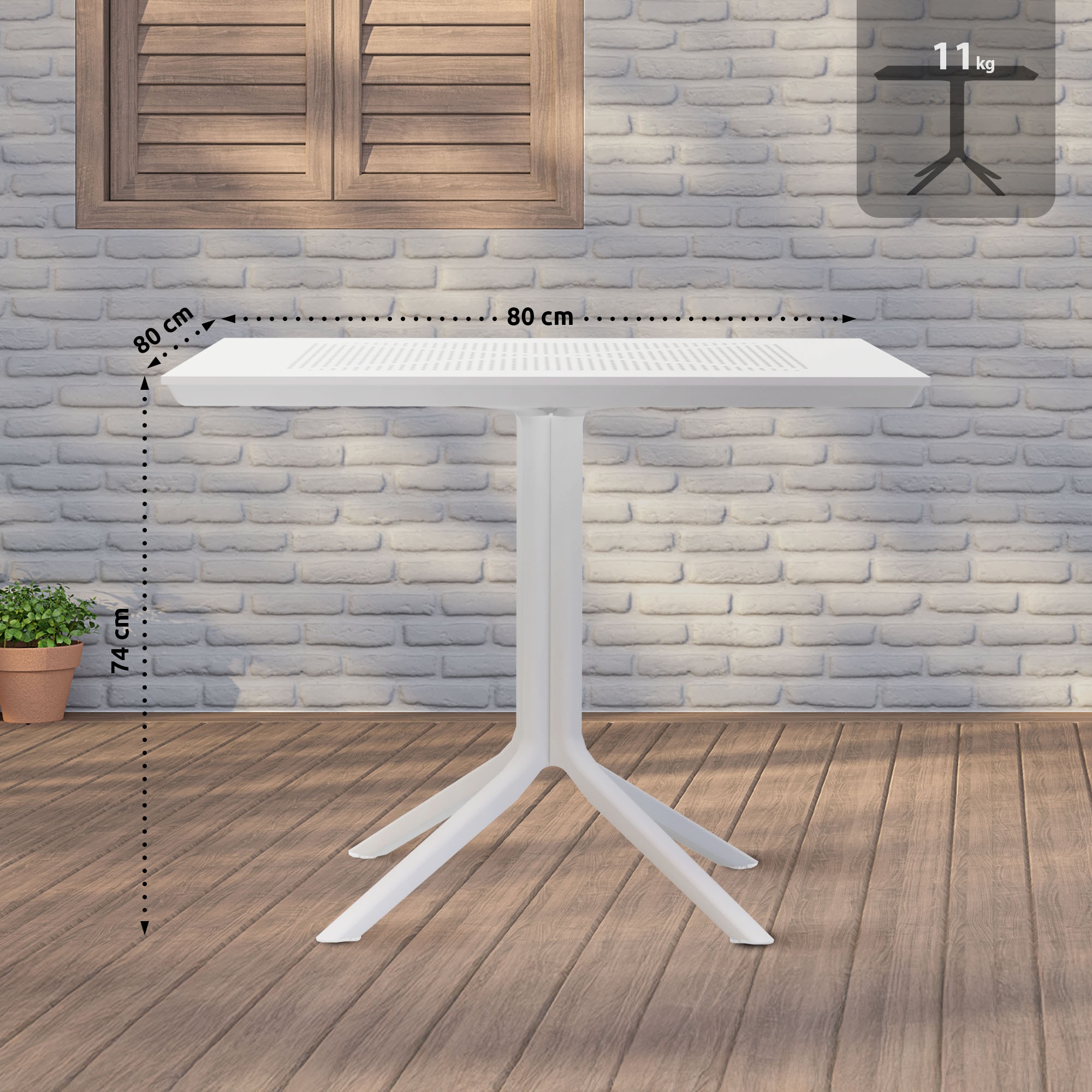 Table de jardin Lenval 80x80 cm Table d'extérieur en noir ou blanc