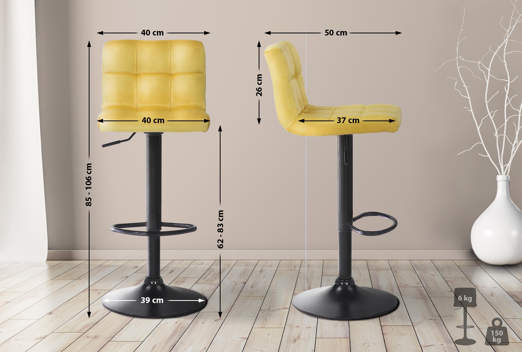 Lot de 2 Tabourets de bar Feni en velours