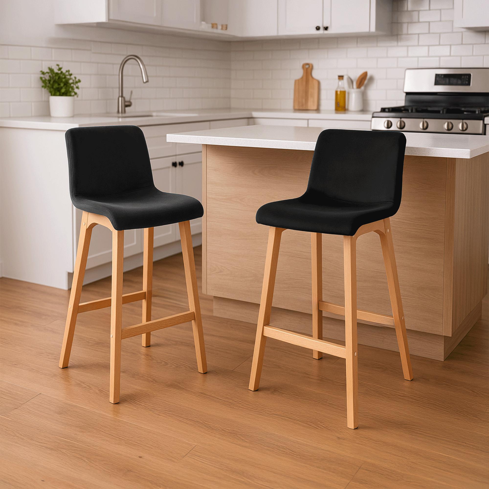 Tabouret de bar Hover velours piètement 4 pieds Natura