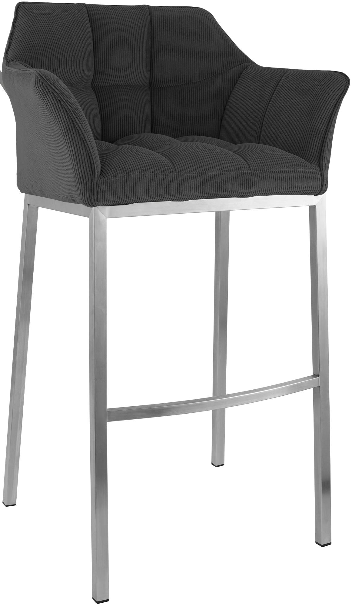 Tabouret de Bar Damaso en Velours Côtelé avec Piétement à Quatre Pieds
