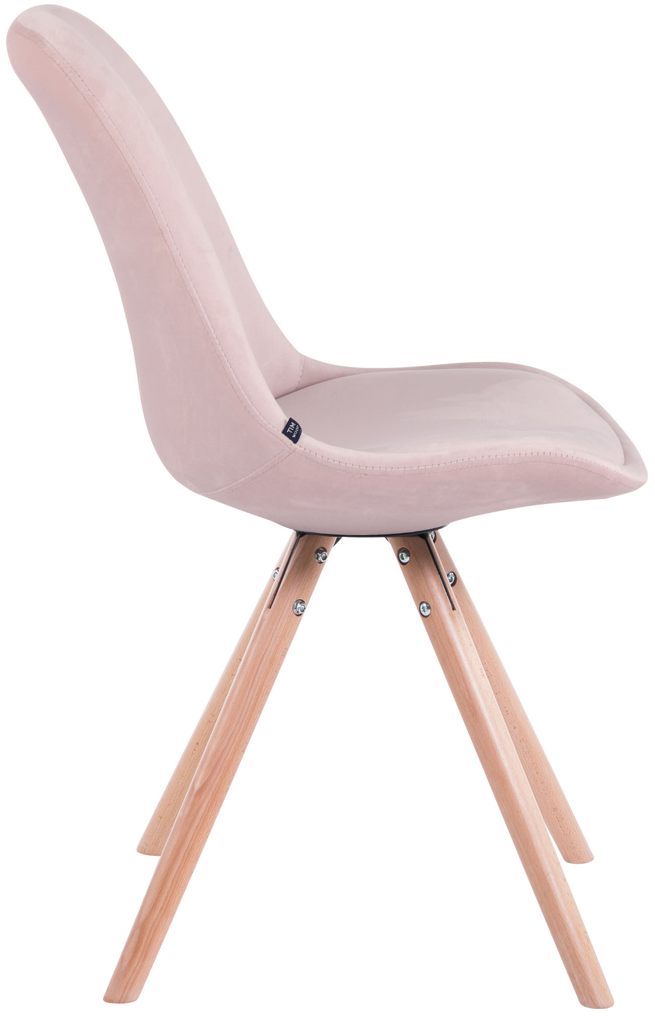 Lot de 4 Chaises de salle à manger Toulouse Velours Pieds ronds bois