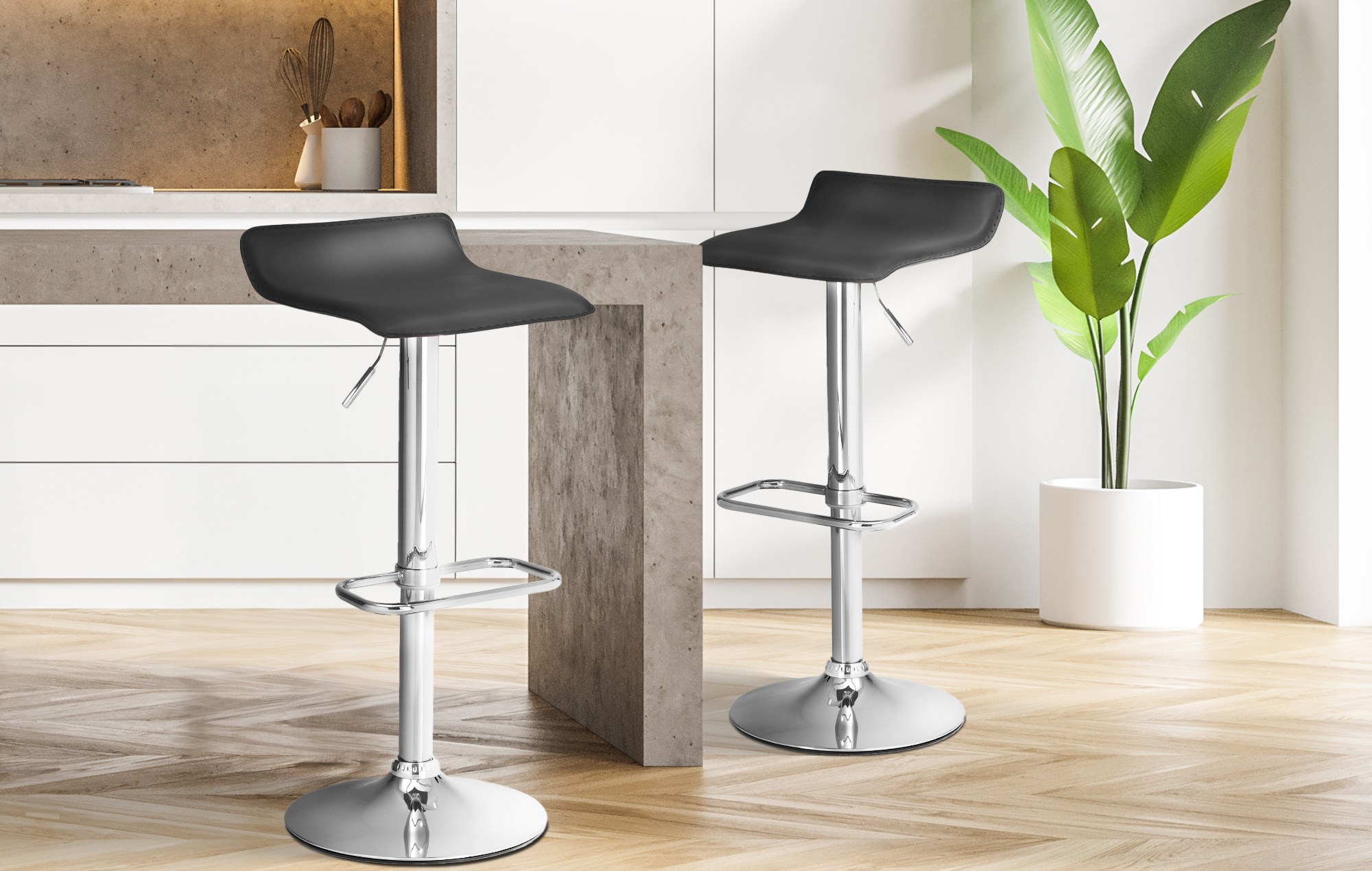 Tabouret de bar Dyn en similicuir avec pied en métal