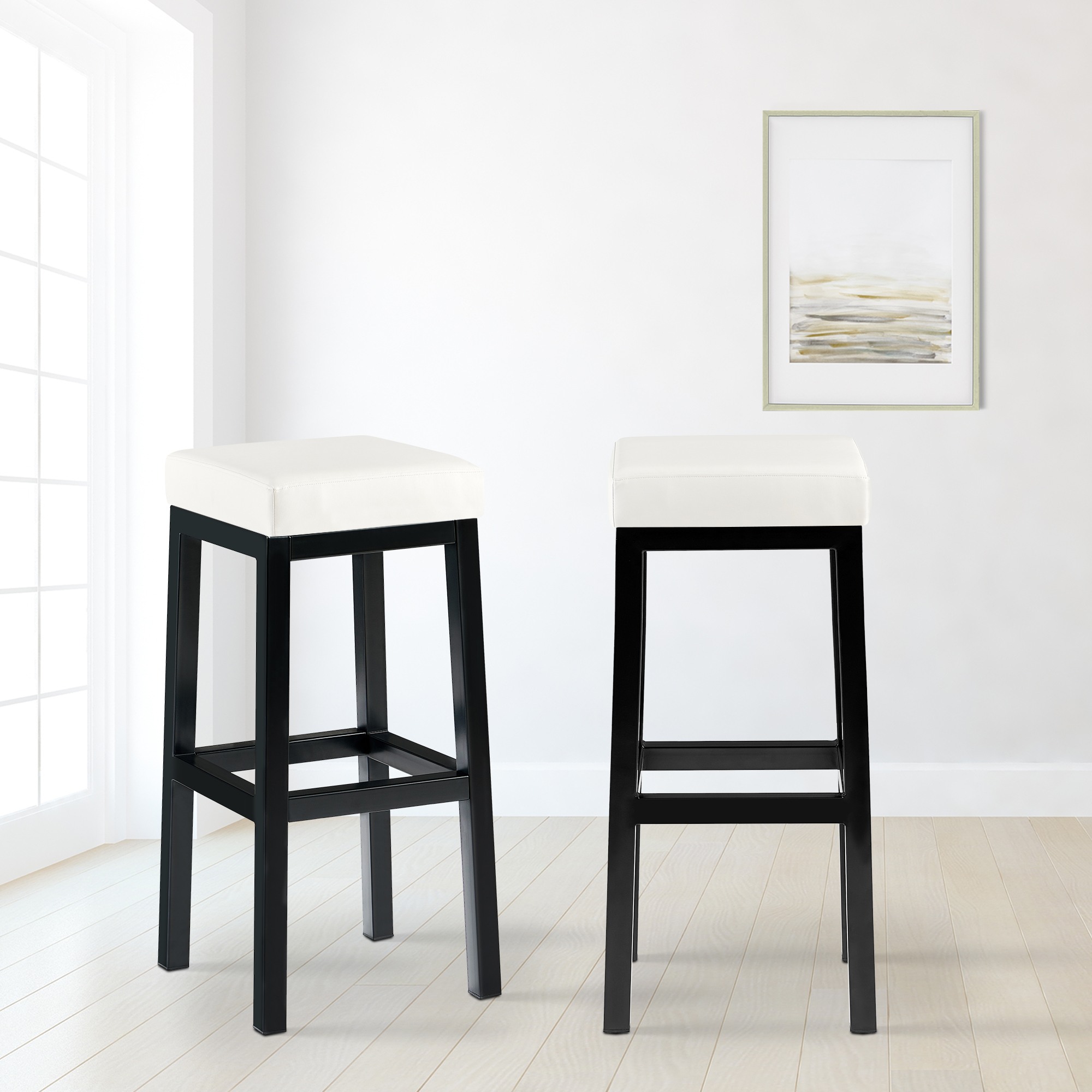Tabouret de bar Taylor hauteur d'assise 83 cm piètement métal noir