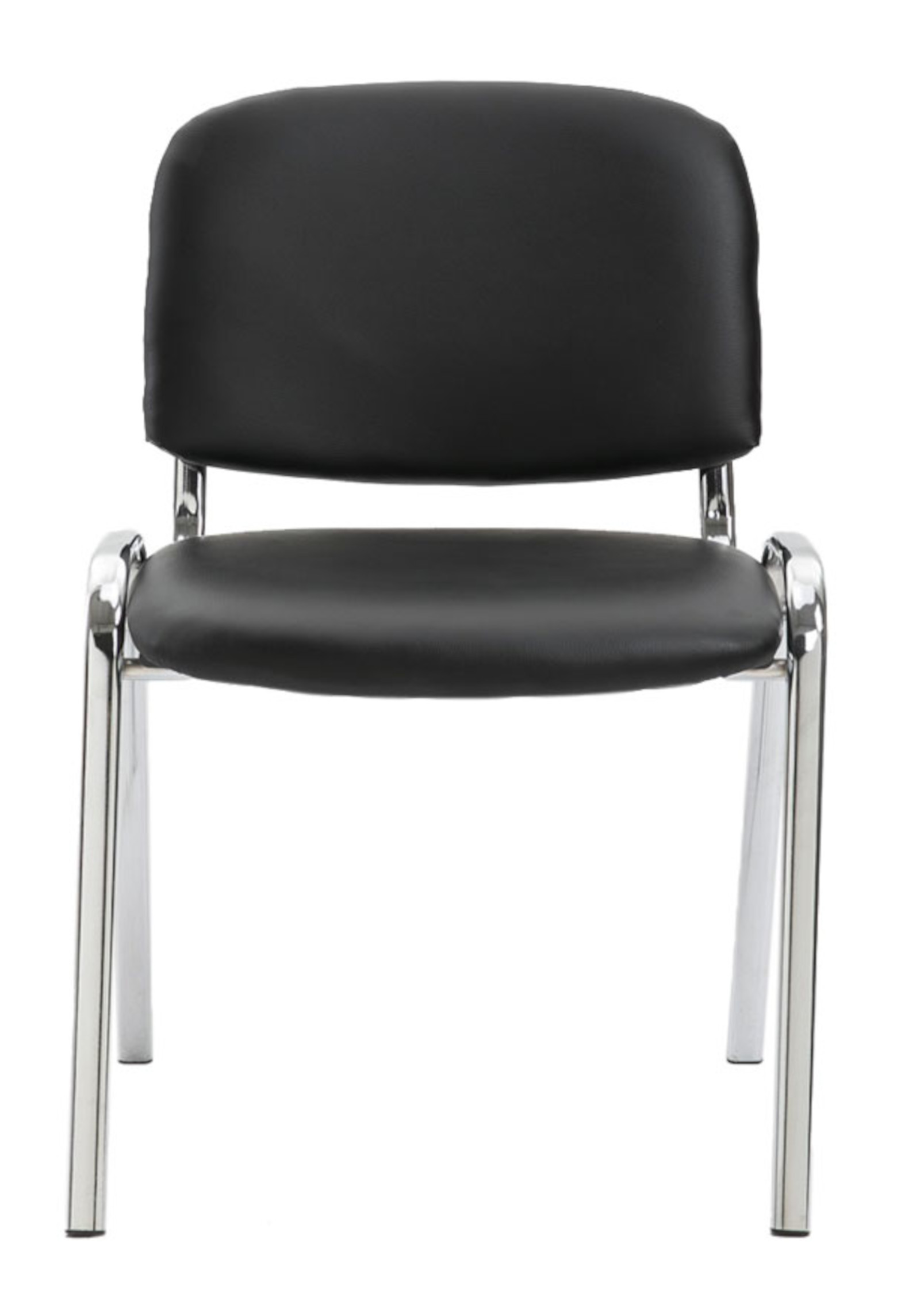 Lot de 4 Chaises de visiteur Ken en similicuir et pieds en métal chromé