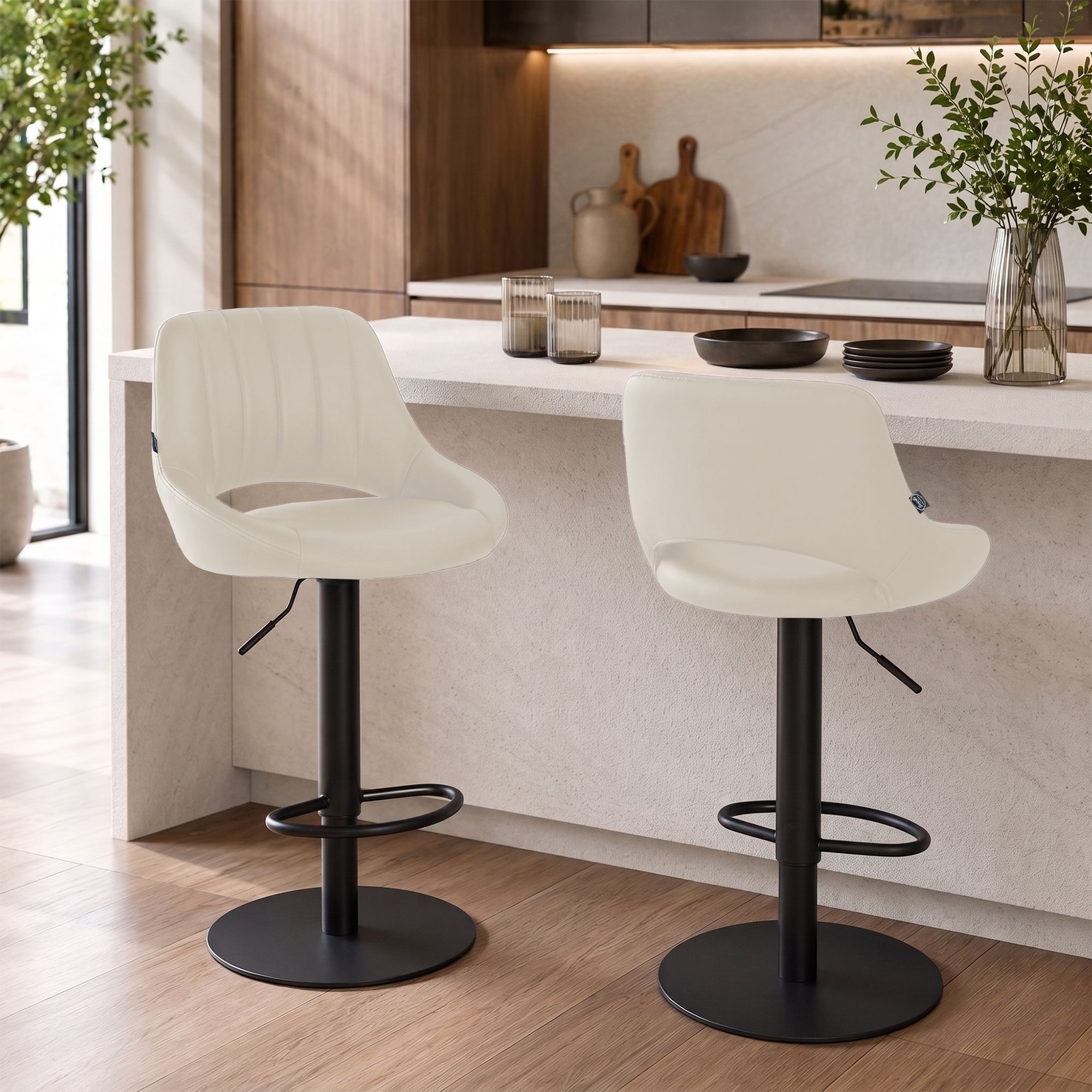 Lot de 2 tabourets de bar Milet noirs avec bases extra lourdes