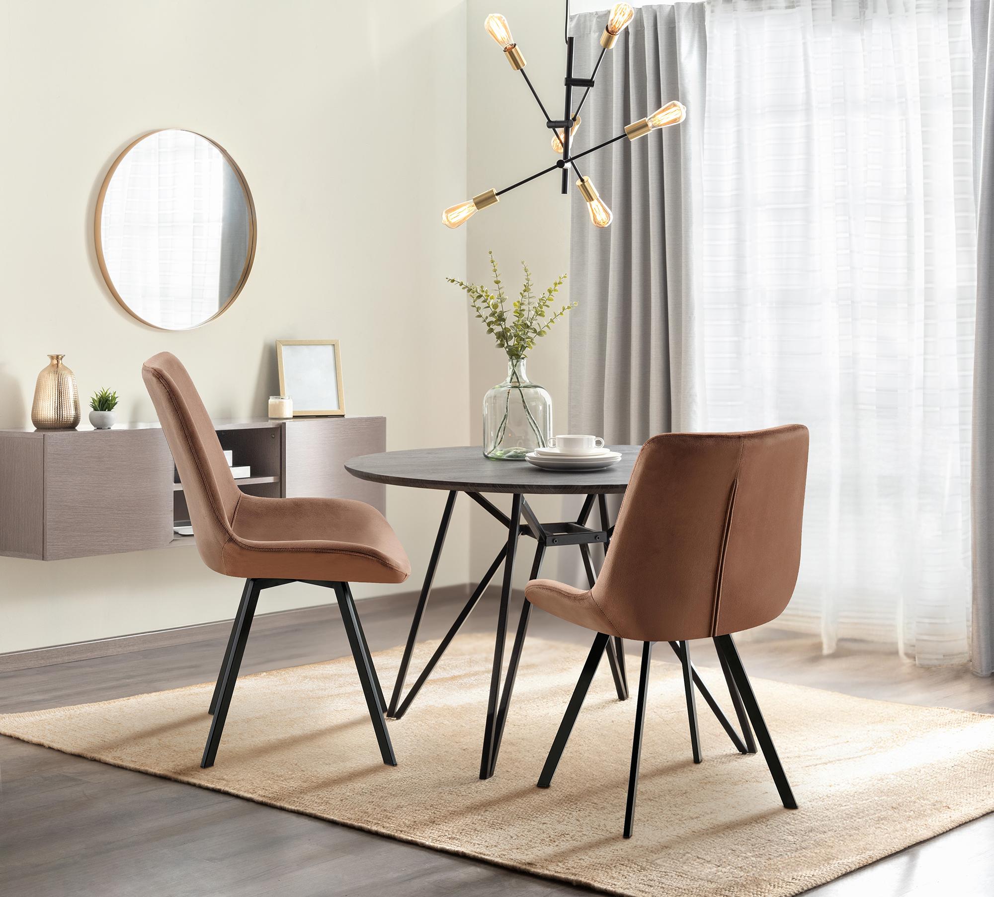 Lot de 2 chaises de salle à manger Lewes velours