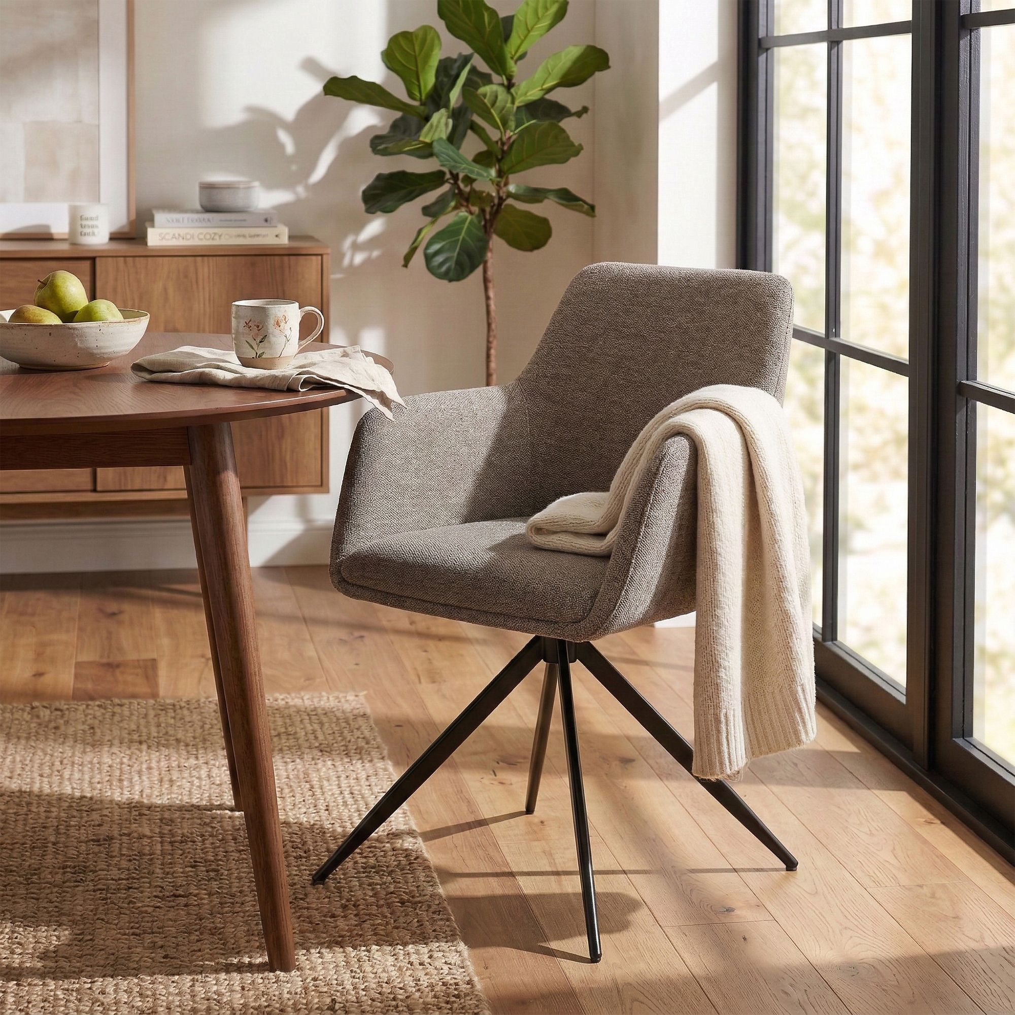 Chaise de salle a manger Olema en tissu