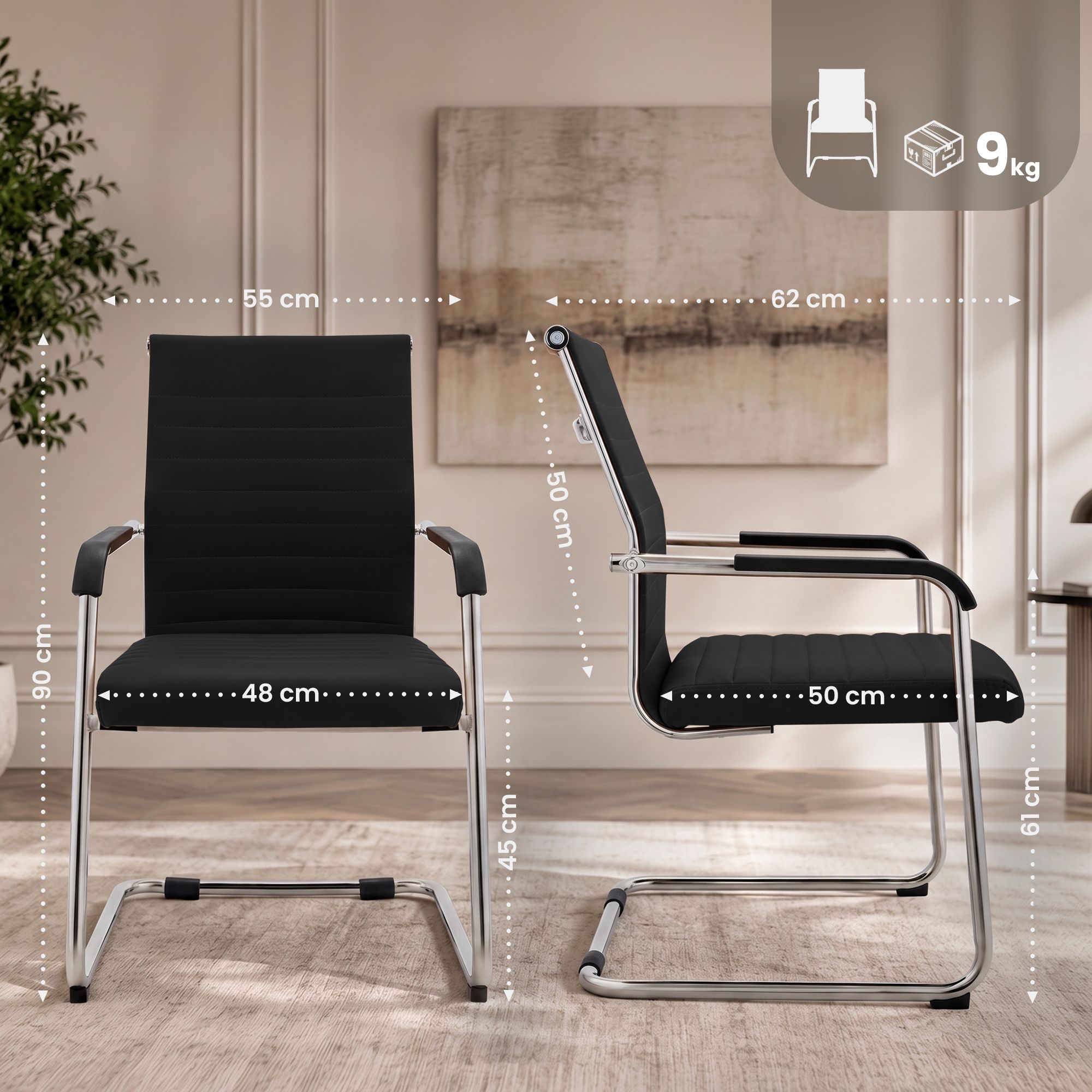 Chaise cantilever Hakon aspect cuir