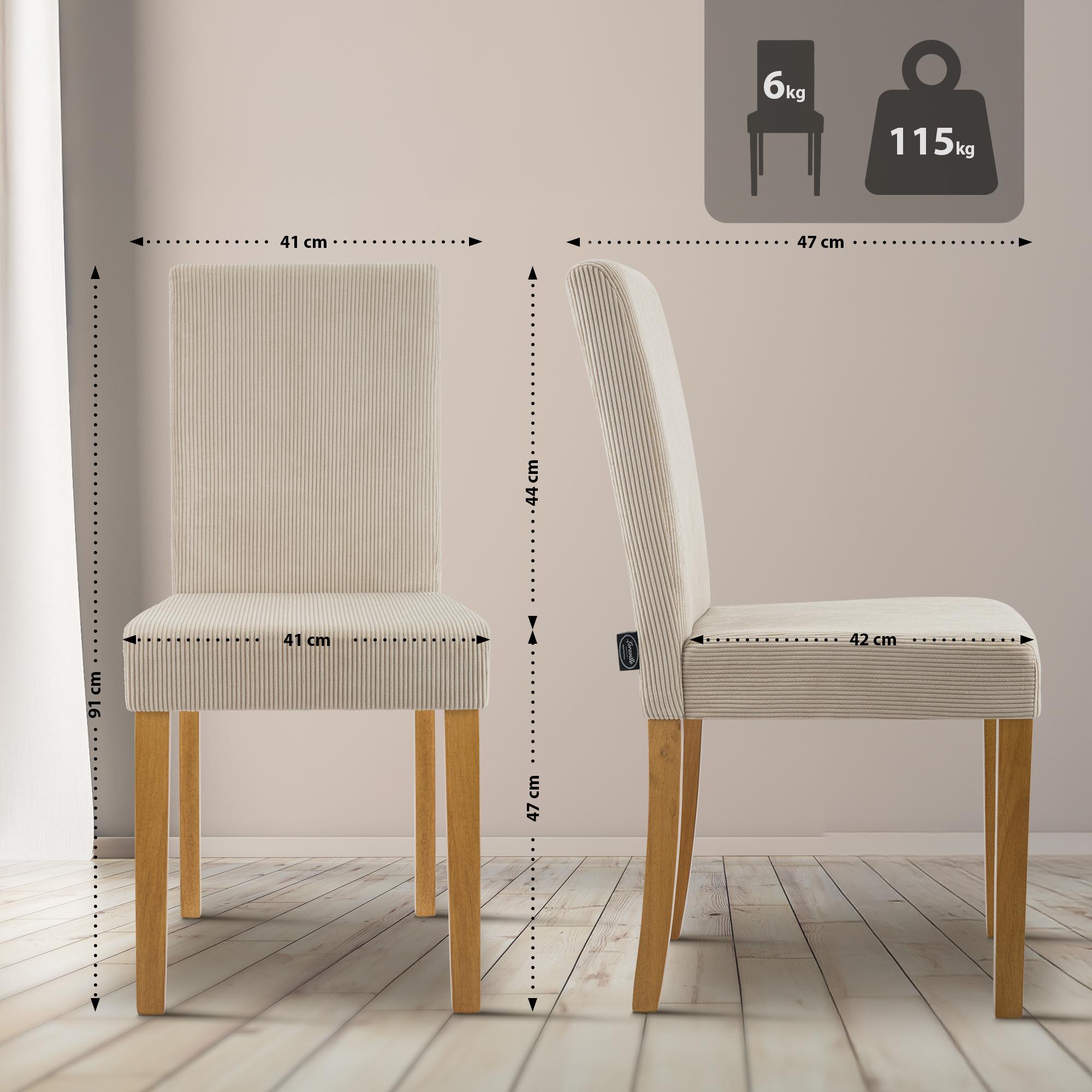 Lot de 2 chaises de salle a manger Ina en velours cotele