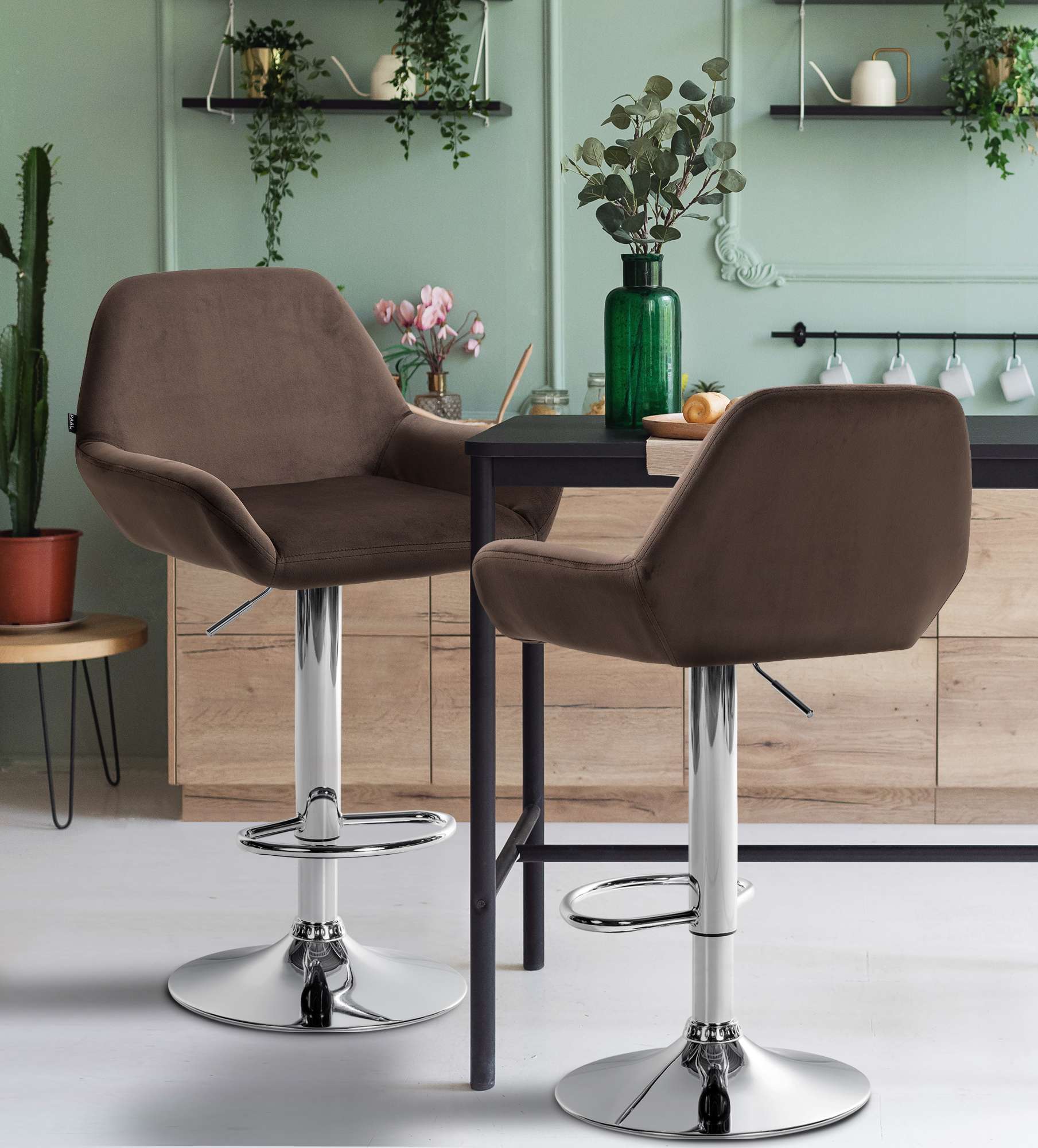 Ensemble de 2 tabourets de bar Braga en velours