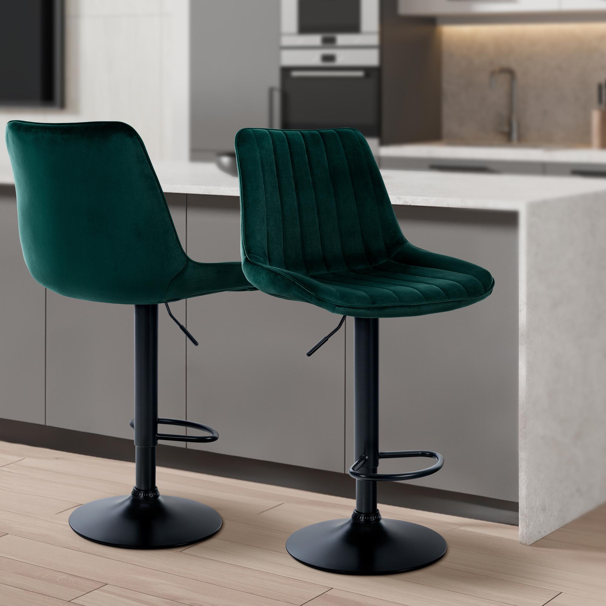 Lot de 2 tabourets de bar Toni velours